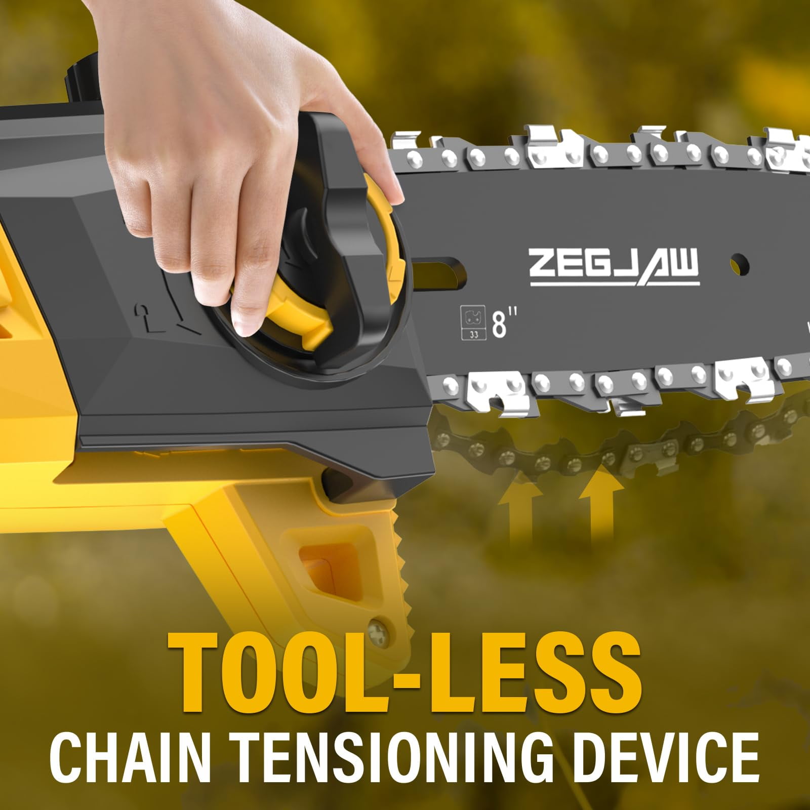 ZEGJAW Cordless Pole Saw for Tree Trimming, Electric Pruning Saw with 8 in Bar, 15 ft Max Reach (Black, 20V Battery & Charger Kit) mm5vz