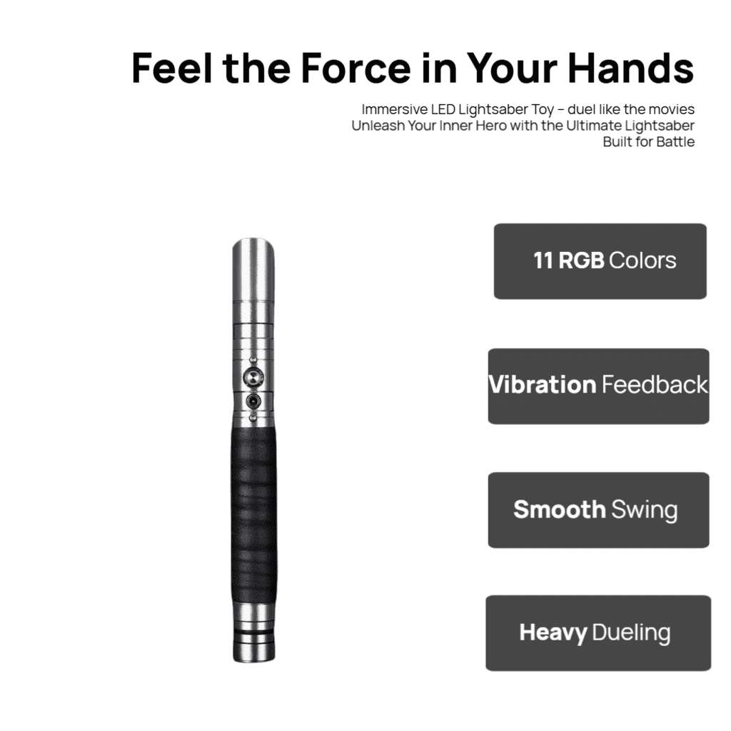 KYBERS RGB Lightsaber for Adults, Metal Hilt Force FX Saber with Smooth Swing Sound (Silver, 36 in) q00iw