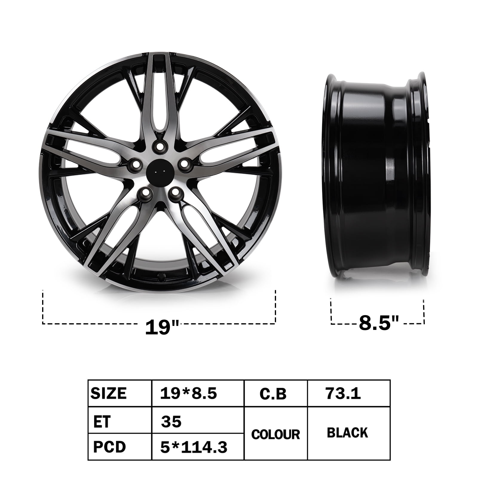 iSHUNFA 19-inch Alloy Wheel Rim for 2021-2022 Honda Accord (Black, 19x8.5 in) h6fzx