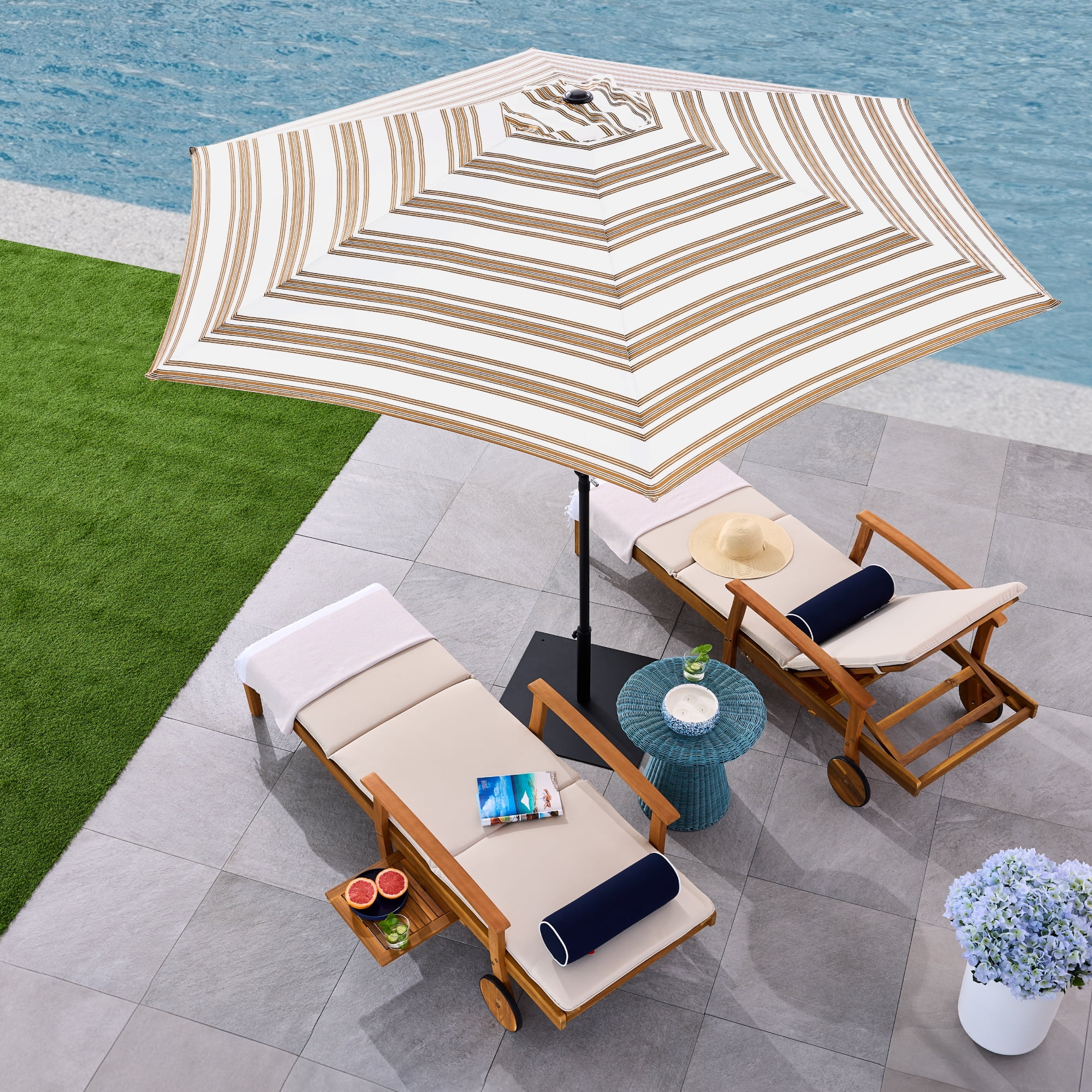 Best Choice Products 10ft Outdoor Steel Market Patio Umbrella with Crank and Tilt (Striped Tan, 10 ft) 6lwzg