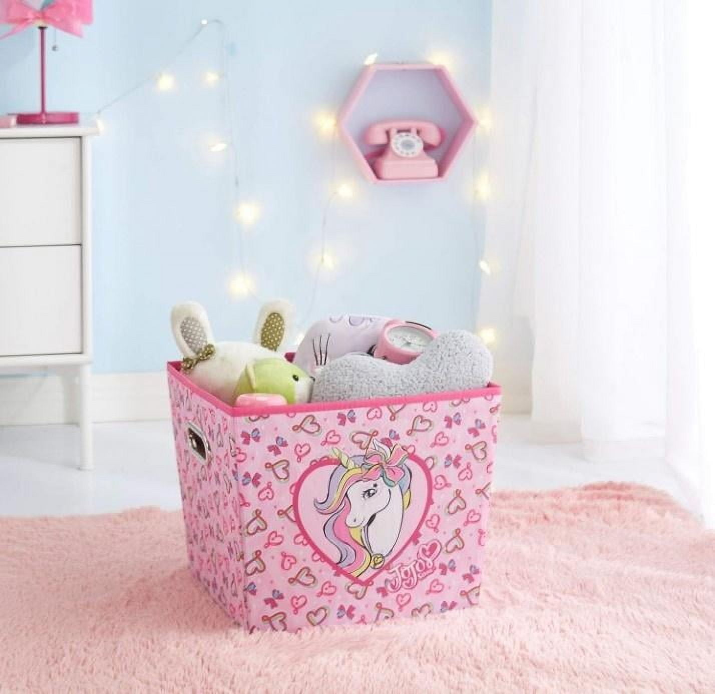 Nickelodeon JoJo Siwa Kids' Stackable Tapered Storage Bin (Pink, 12 in x 12 in x 11 in) iqdpm