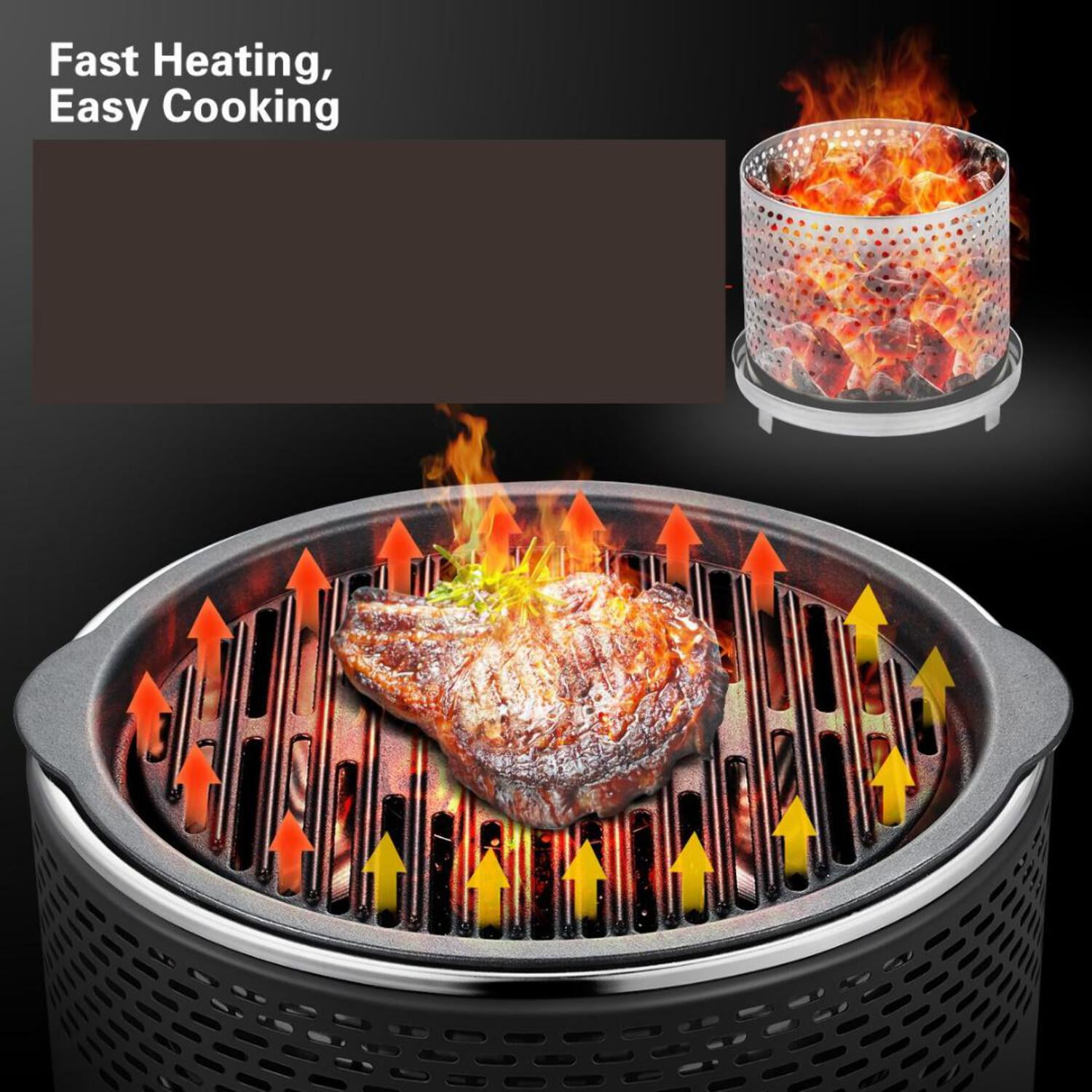 Lifespace Portable Charcoal Grill with Dome Lid and Carry Bag (Black, 13.78 in wide) 5rr91