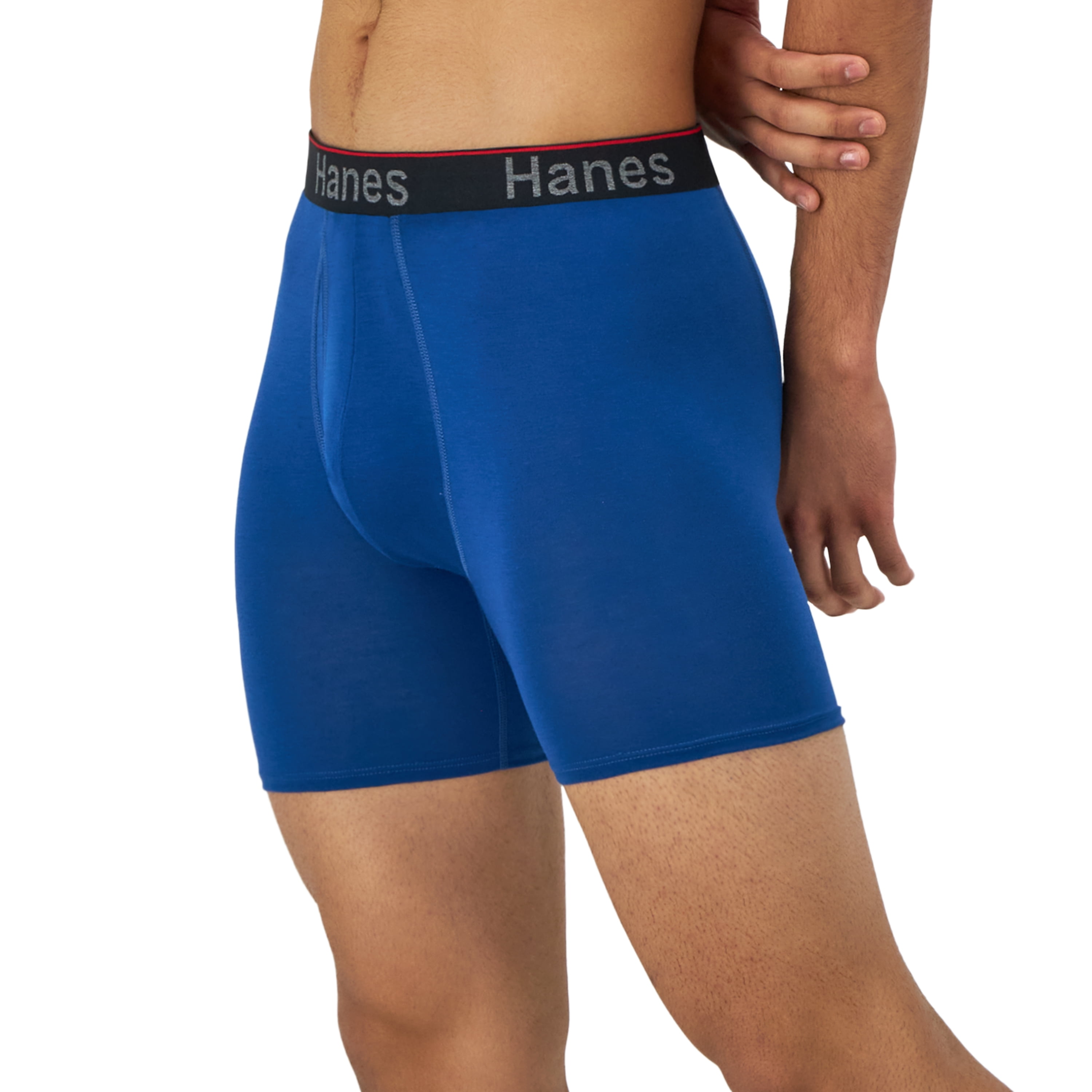 Hanes Men's Anti-Chafing Boxer Briefs with Total Support Pouch (Black, 1 Pack) wz67x