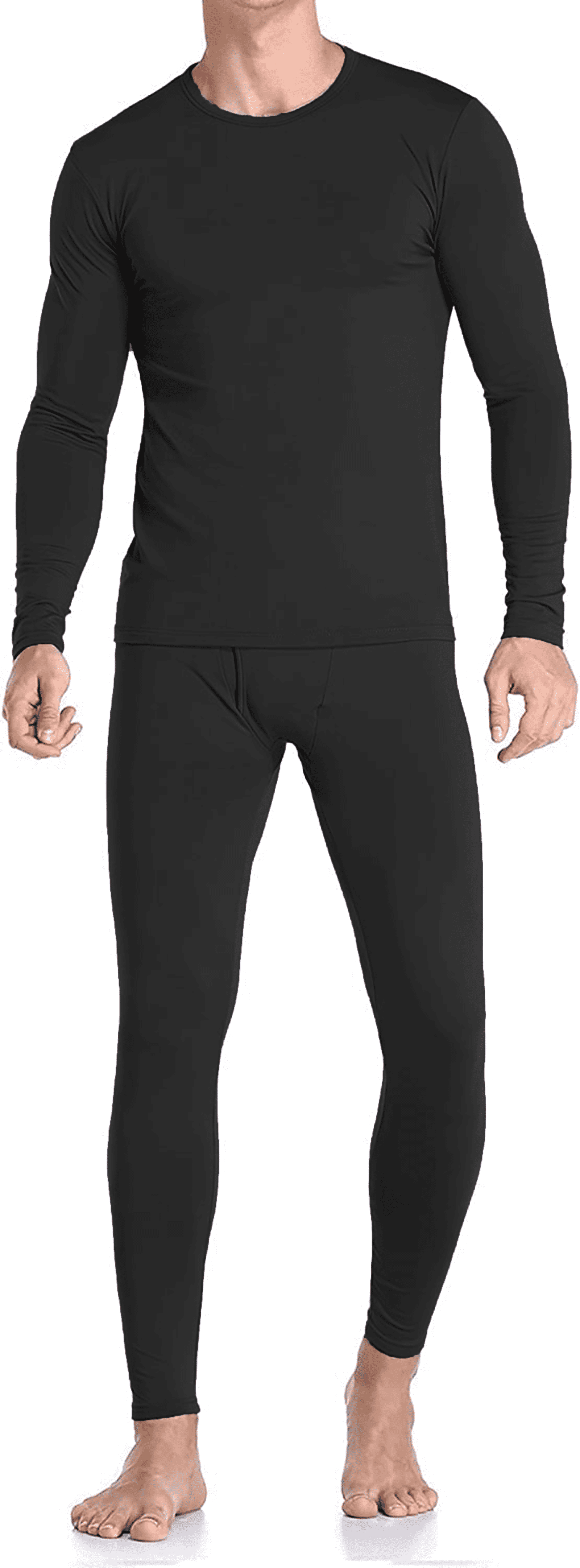 Therma Pro Mens Fleece Lined Thermal Underwear Set, Long Johns Base Layer (Black, Medium) lxii2