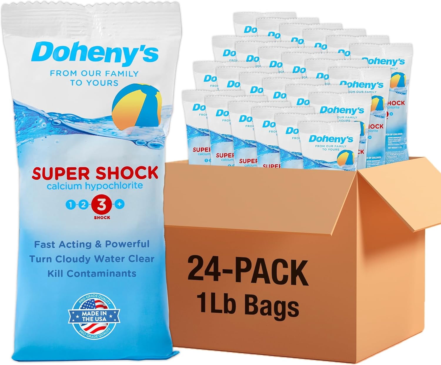 Doheny's 68% Cal-Hypo Pool Shock, Fast-Dissolving Granular Chlorine (White, 24 lb Pack) yp63d