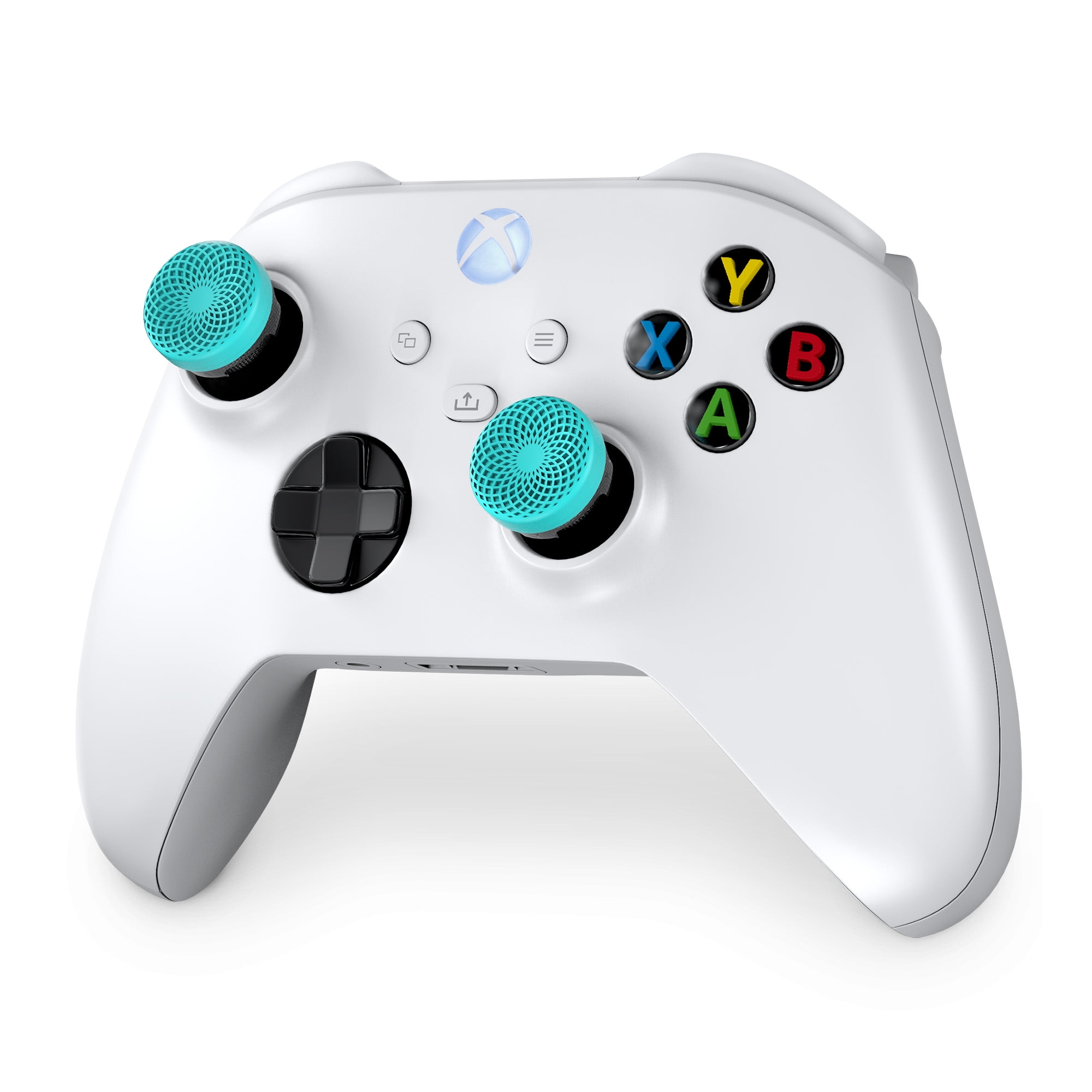 KontrolFreek Lotus Performance Thumbsticks for Xbox Controller (Mid-Rise Concave, Teal/Clear, 2 Pack) qrfe8