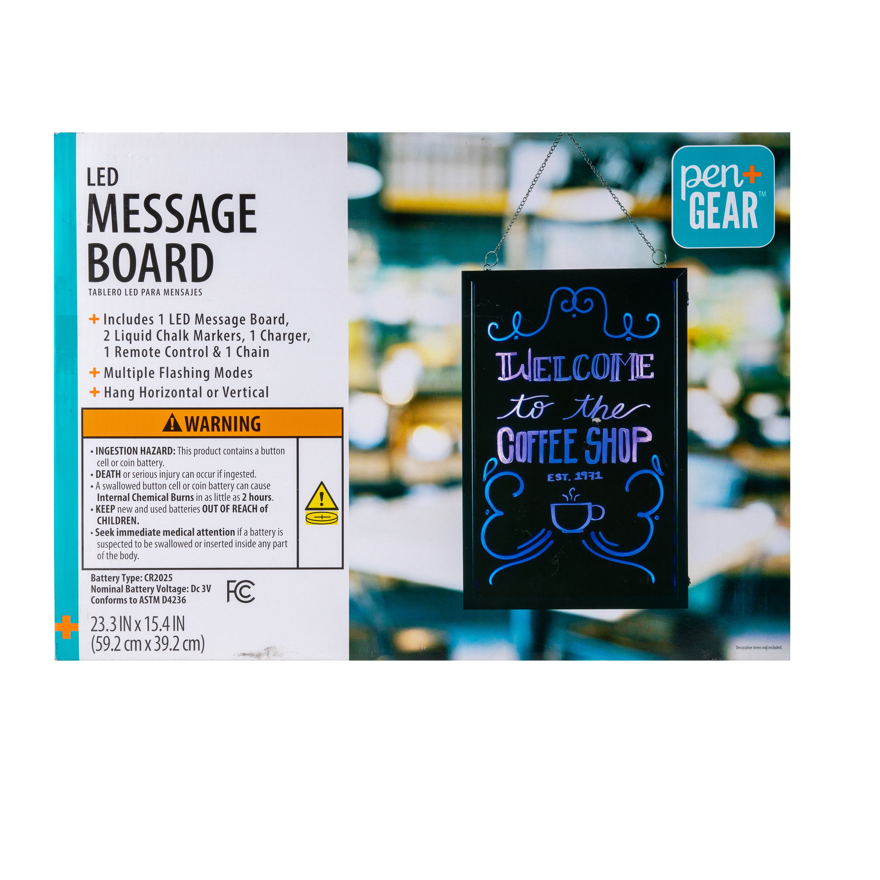 Pen+Gear LED Illuminated Message Board, Multi-Mode Flashing Display with Remote and Markers (15.7 in x 23.6 in) hptbb