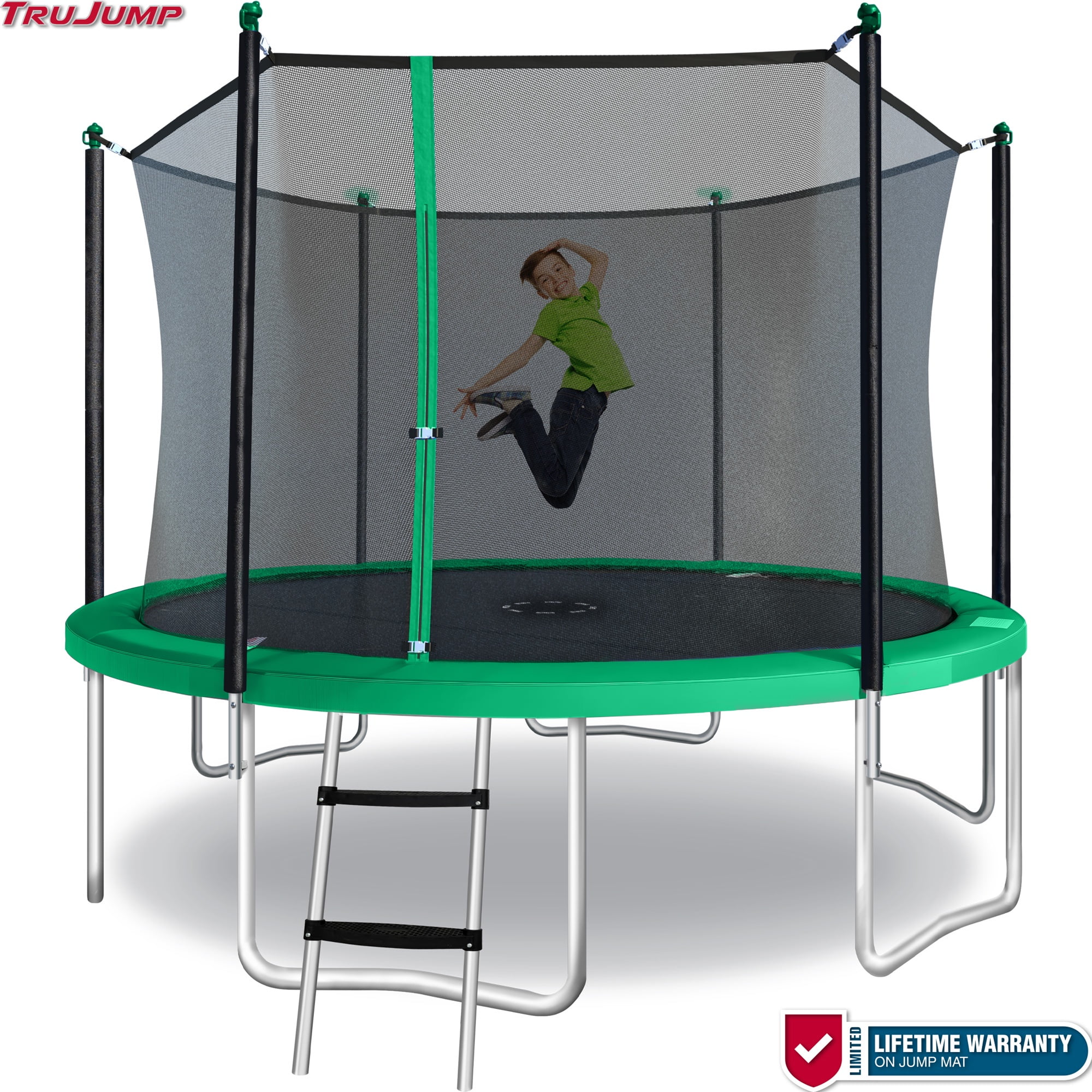 Tru-Jump 12ft Trampoline with Safety Enclosure and Ladder (Green, 12 ft) 73z8w
