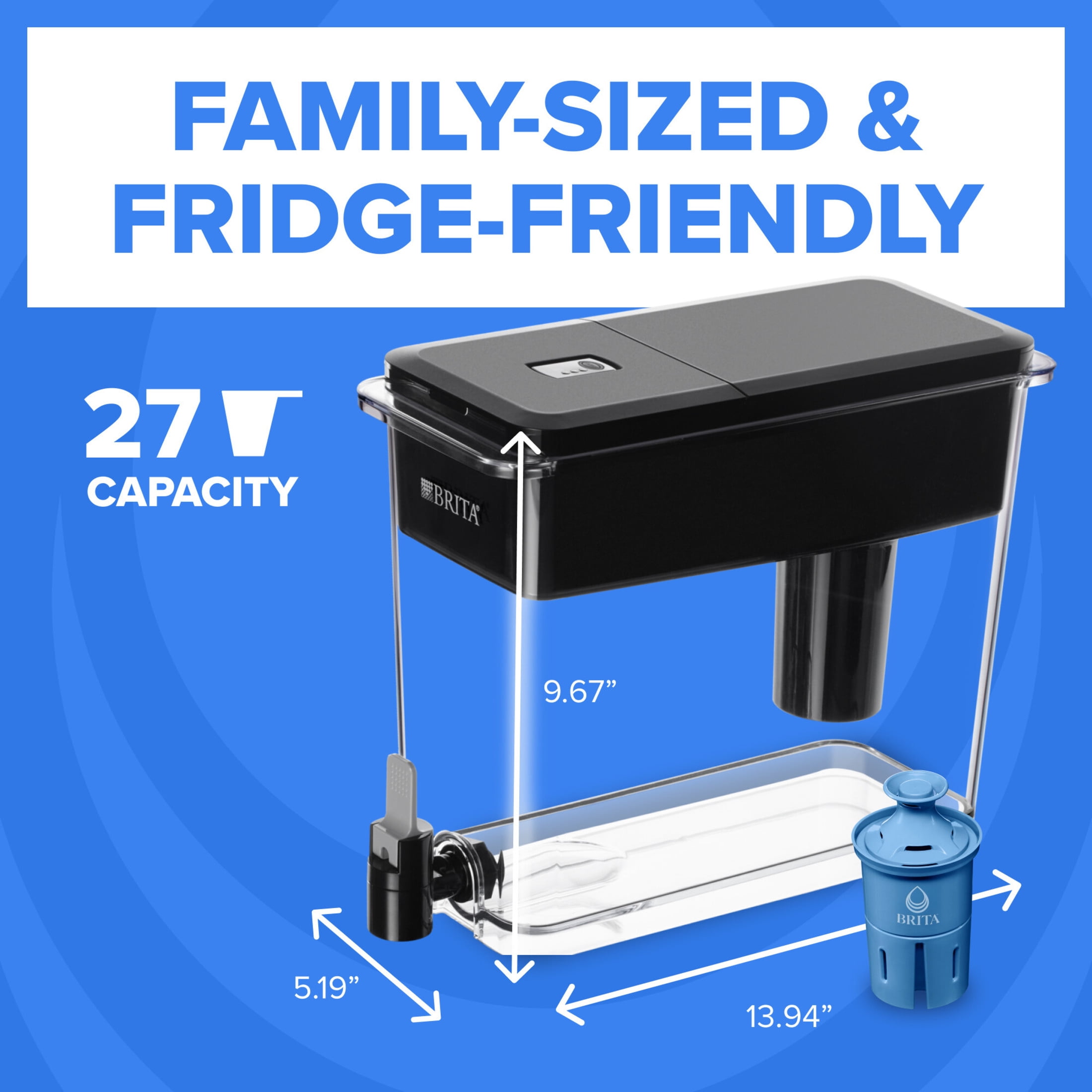 Brita UltraMax Water Filtration Dispenser (Black, 27 Cup) cyyje