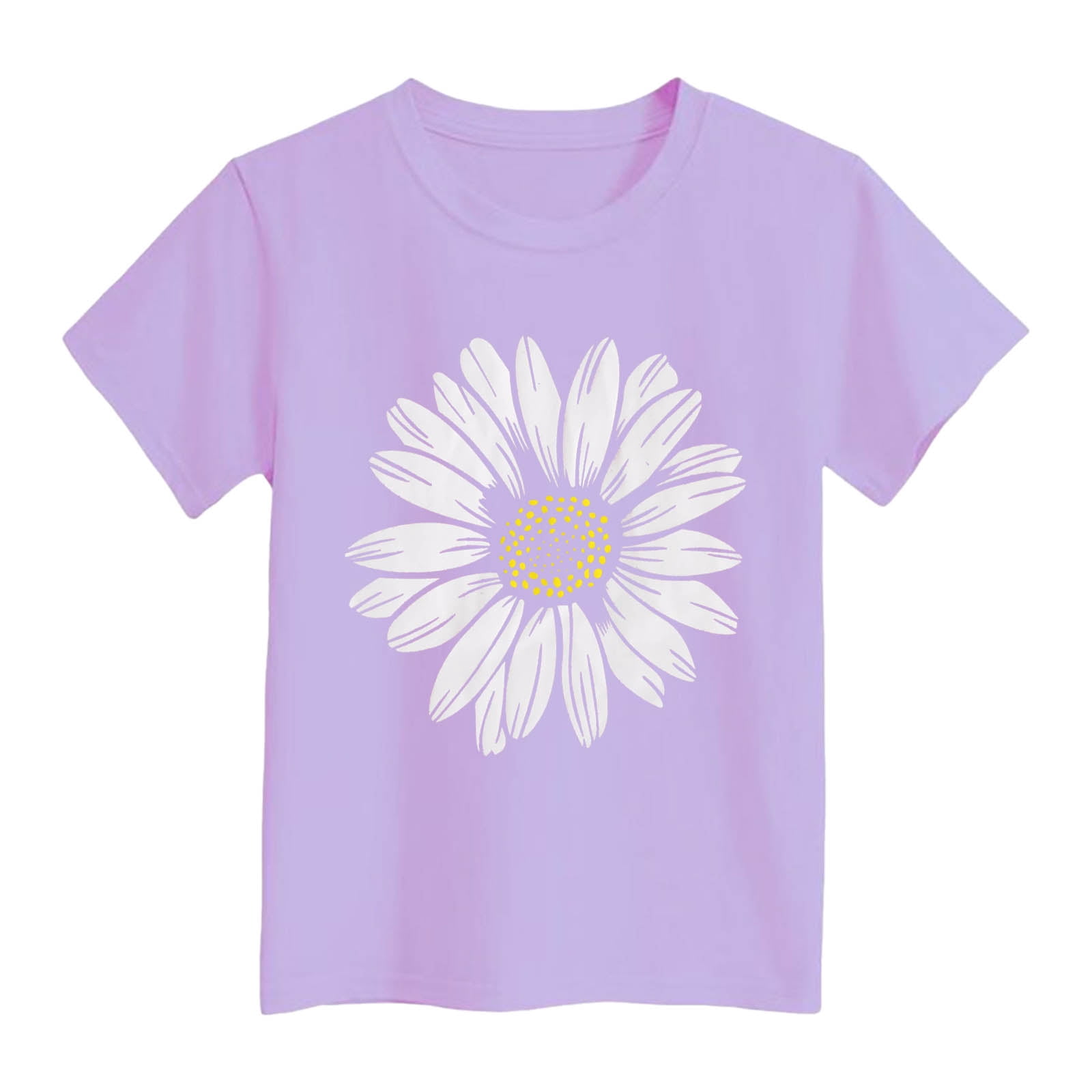 Ketyyh-chn99 Toddler Girl Graphic Tee Floral Summer Short Sleeve Shirt (Purple, 3-4 Years) ehmdb