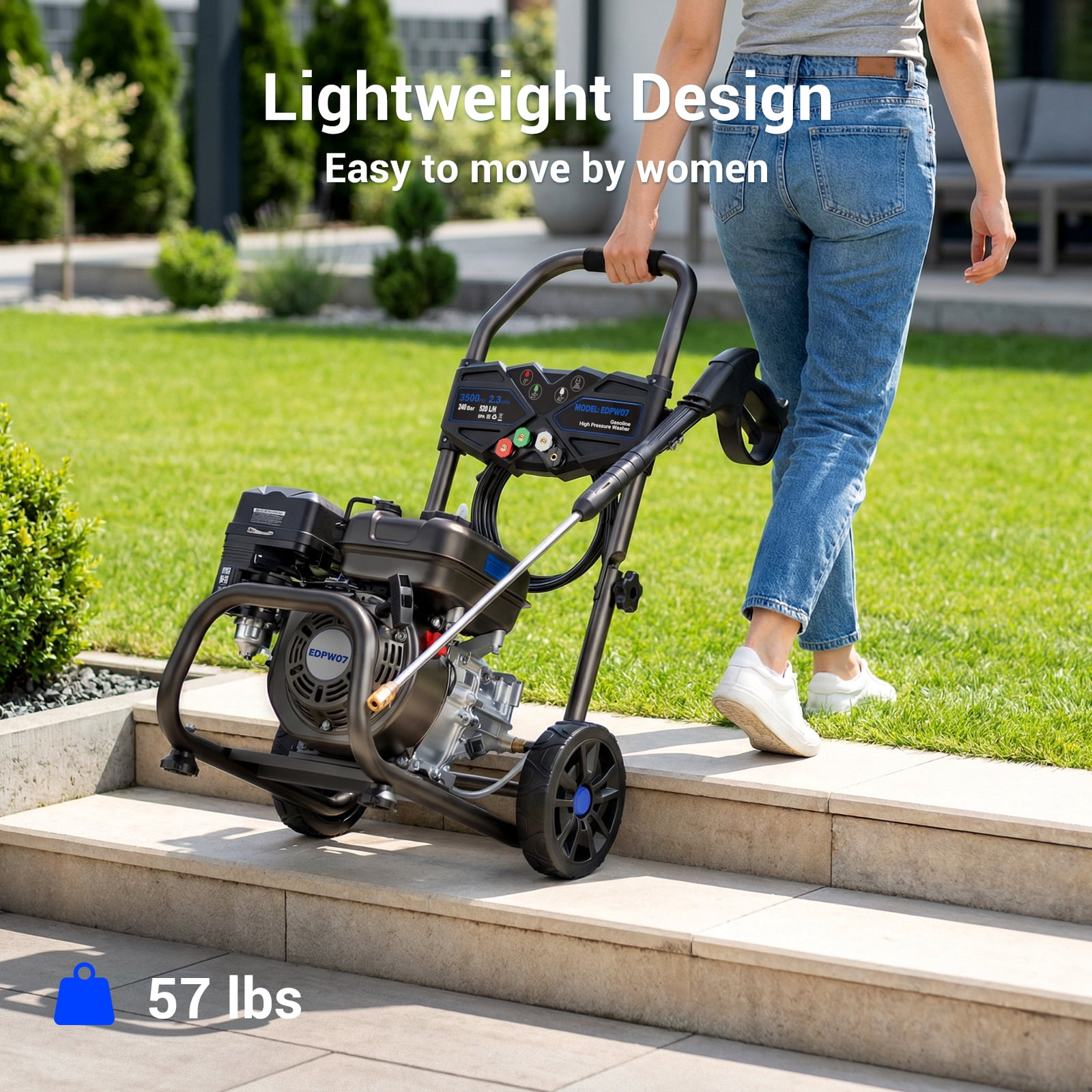 Efurden Gas Pressure Washer 3500 PSI 2.3 GPM with 209cc Engine (25 ft Hose, 4 Nozzles) mw1iy
