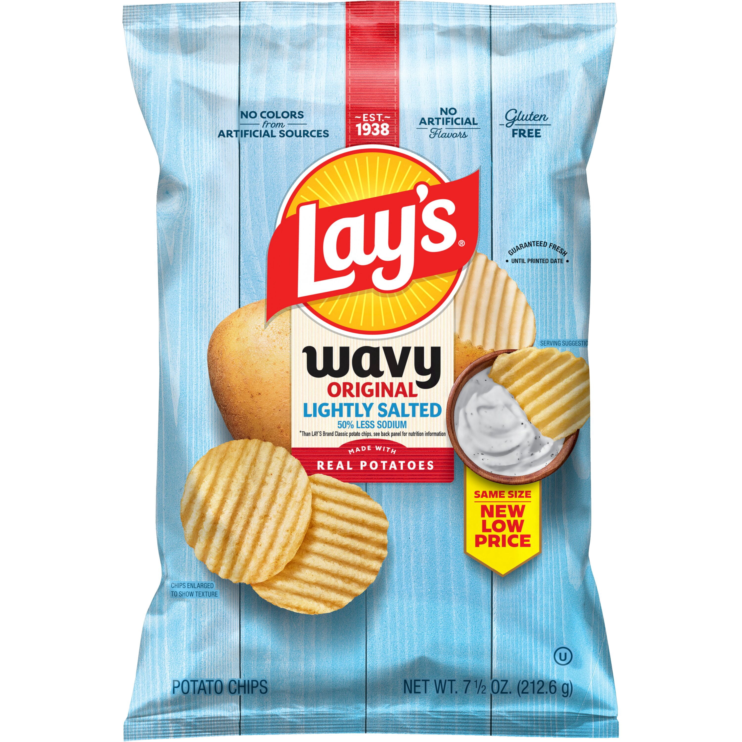 Lay's Wavy Potato Chips Lightly Salted Snack Chips (Original, 7.5 oz) 3llp6