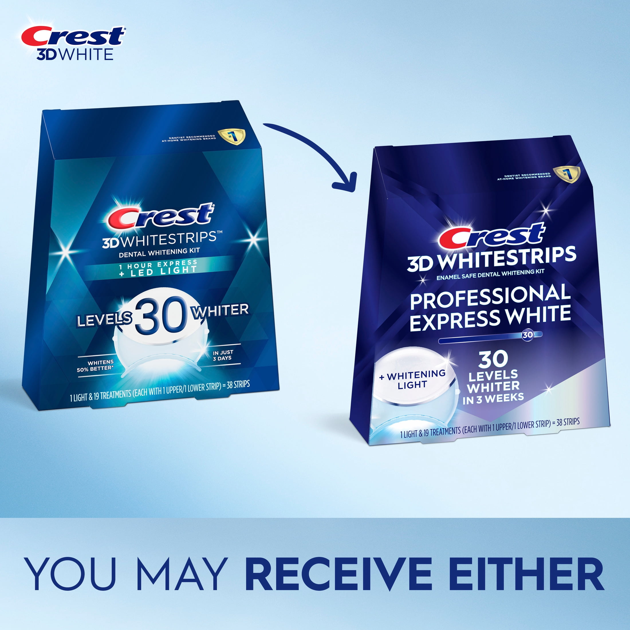 Crest 3DWhitestrips Professional Express Teeth Whitening Kit with Light (19 Treatments) dgjtb