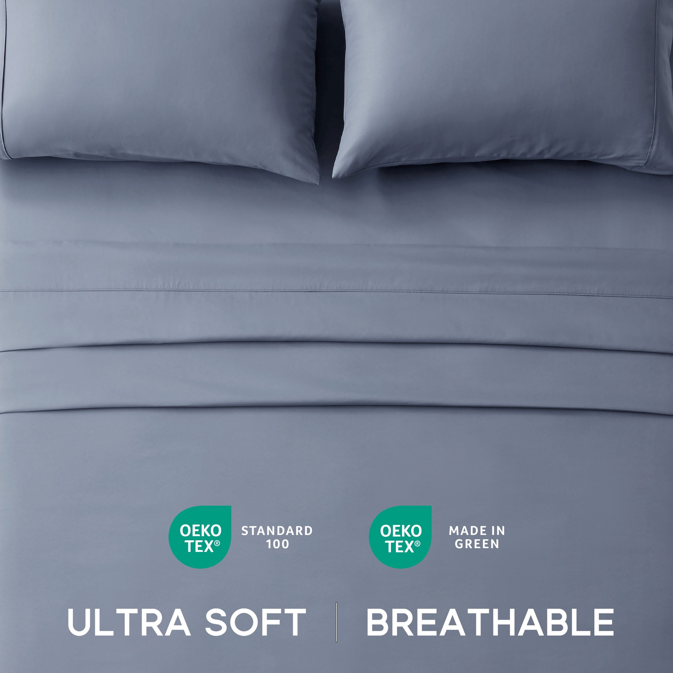 Sonive 4-Piece Bed Sheet Set, Ultra Soft Breathable Microfiber Bedding (Flint Stone Blue, Queen) vny8i