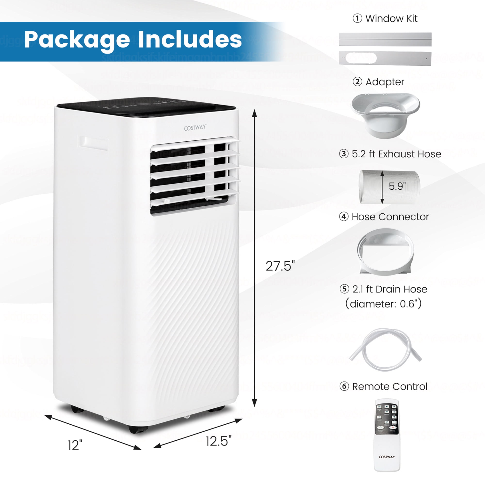 Costway Portable Air Conditioner 10000 BTU 4-in-1 Cooling Fan Dehumidifier with Remote Control (White, 350 sq.ft) gl0rg