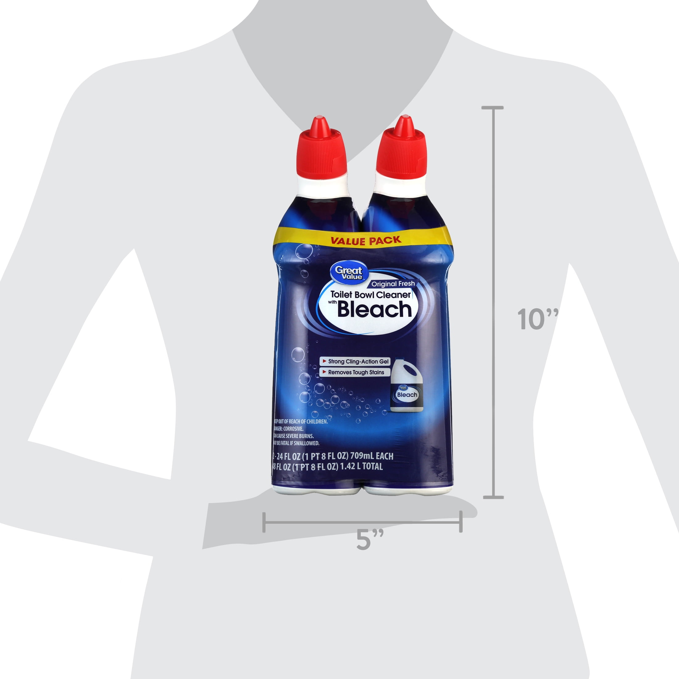 Great Value Toilet Bowl Cleaner with Bleach, Heavy-Duty Stain Remover, Fresh Scent (24 fl oz) kgmp6