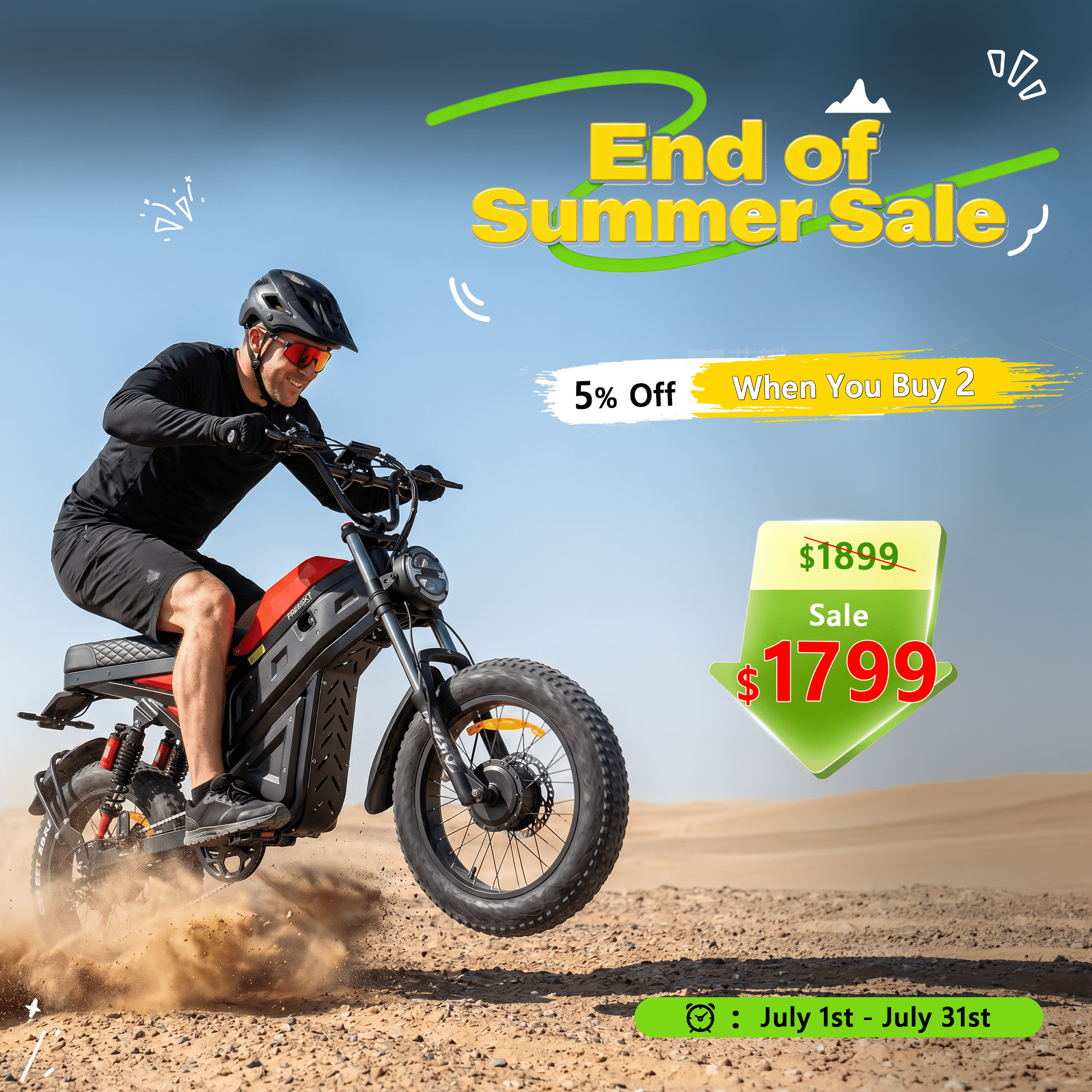 FREESKY Cheetah Dual Motor Electric Bike, 4000W AWD All-Terrain E-Bike with Full Suspension (Red, 20 in Fat Tires) 5wgs0