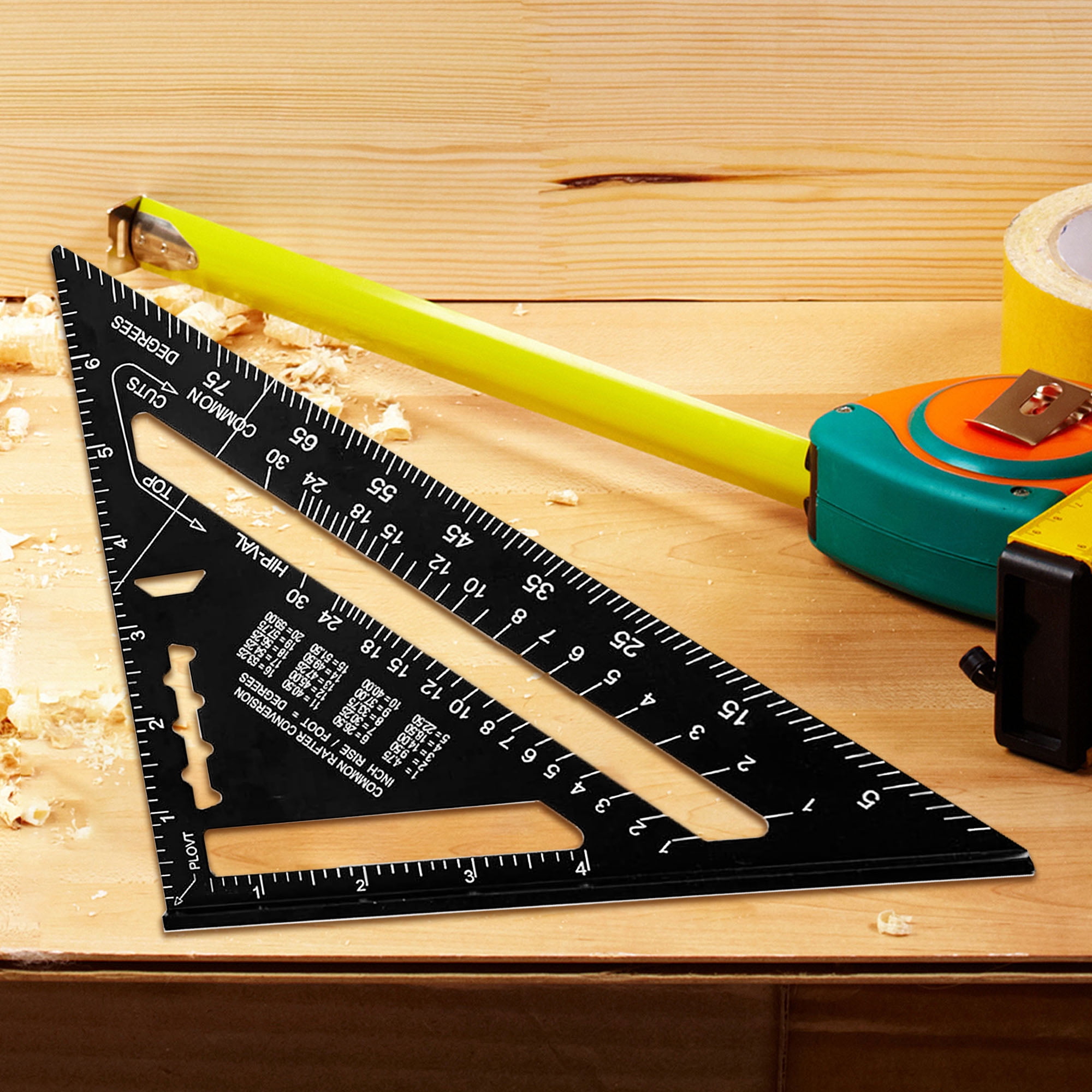 Beslands Carpenter Square Set Framing Measuring Tool for Woodworking and Engineering (Black, 7 in and 12 in) af6vn