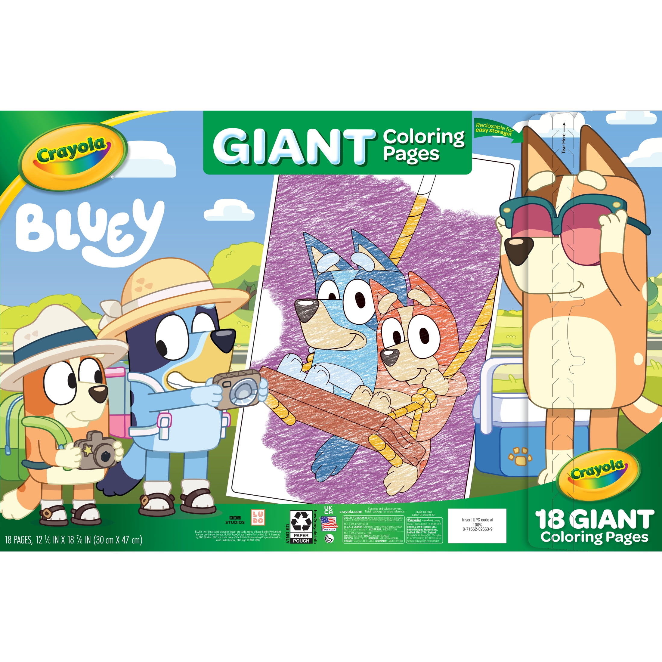 Crayola Bluey Giant Coloring Pages Set (18 Sheets) a83ex