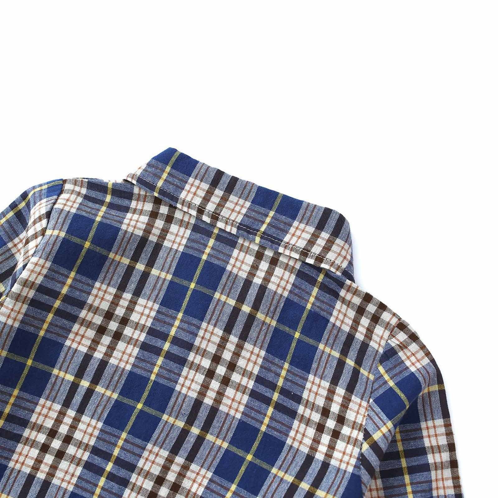 Darzheoy Infant Baby Long Sleeve Romper Plaid Lapel Jumpsuit (Blue, 0-6 Months) 3mncl