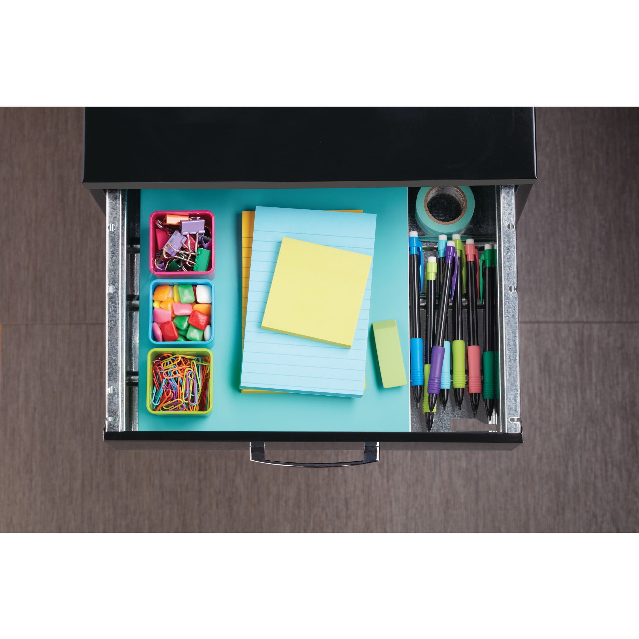 Space Solutions 3 Drawer Vertical File Cabinet with Pencil Drawer (Black, 18 in x 14 in x 27 in) 06h01