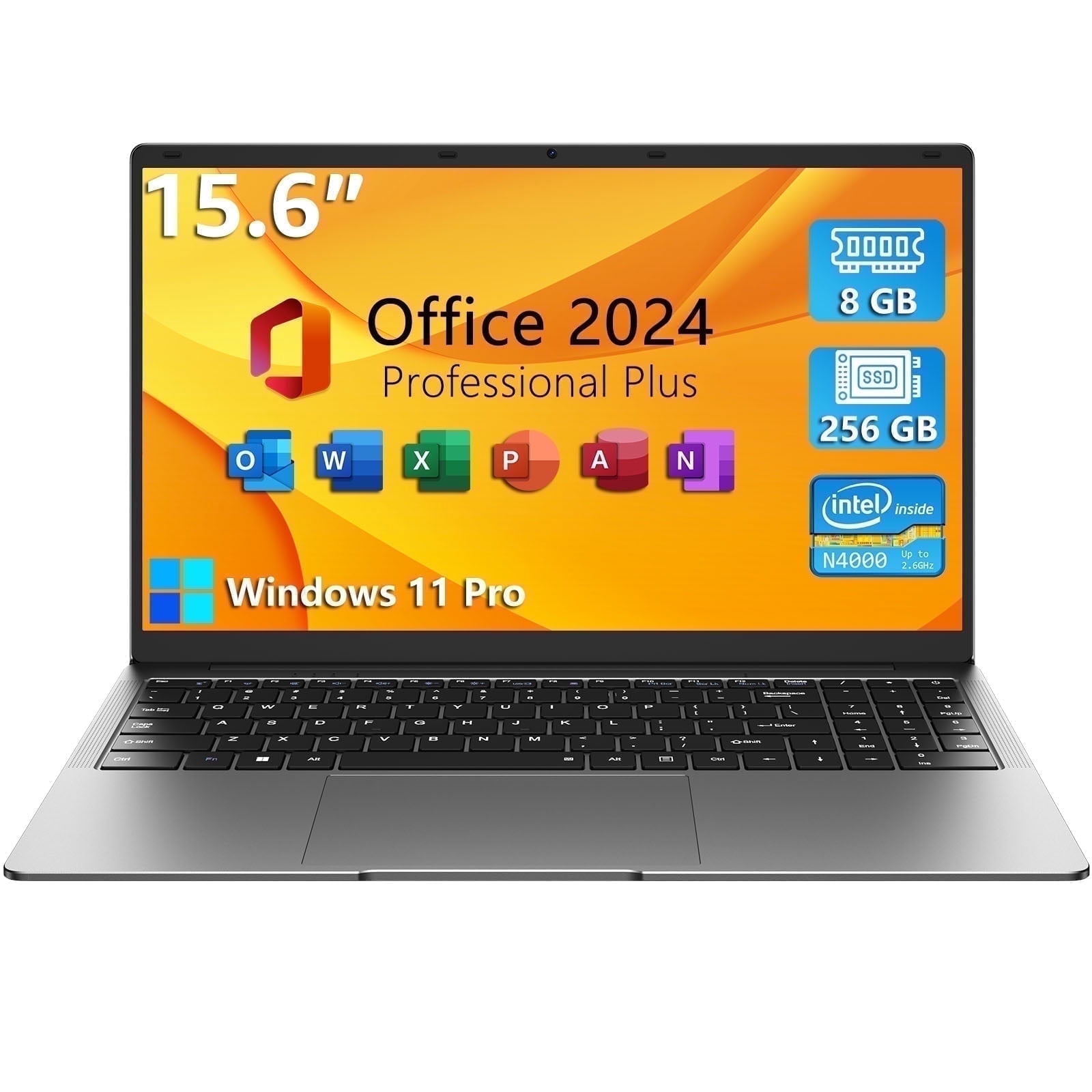 TPV 15.6 in Laptop Computer, Windows 11 Pro Business Notebook, 8GB RAM, 256GB SSD, Intel Celeron N4000, Full HD Display (15.6 in) w75q3