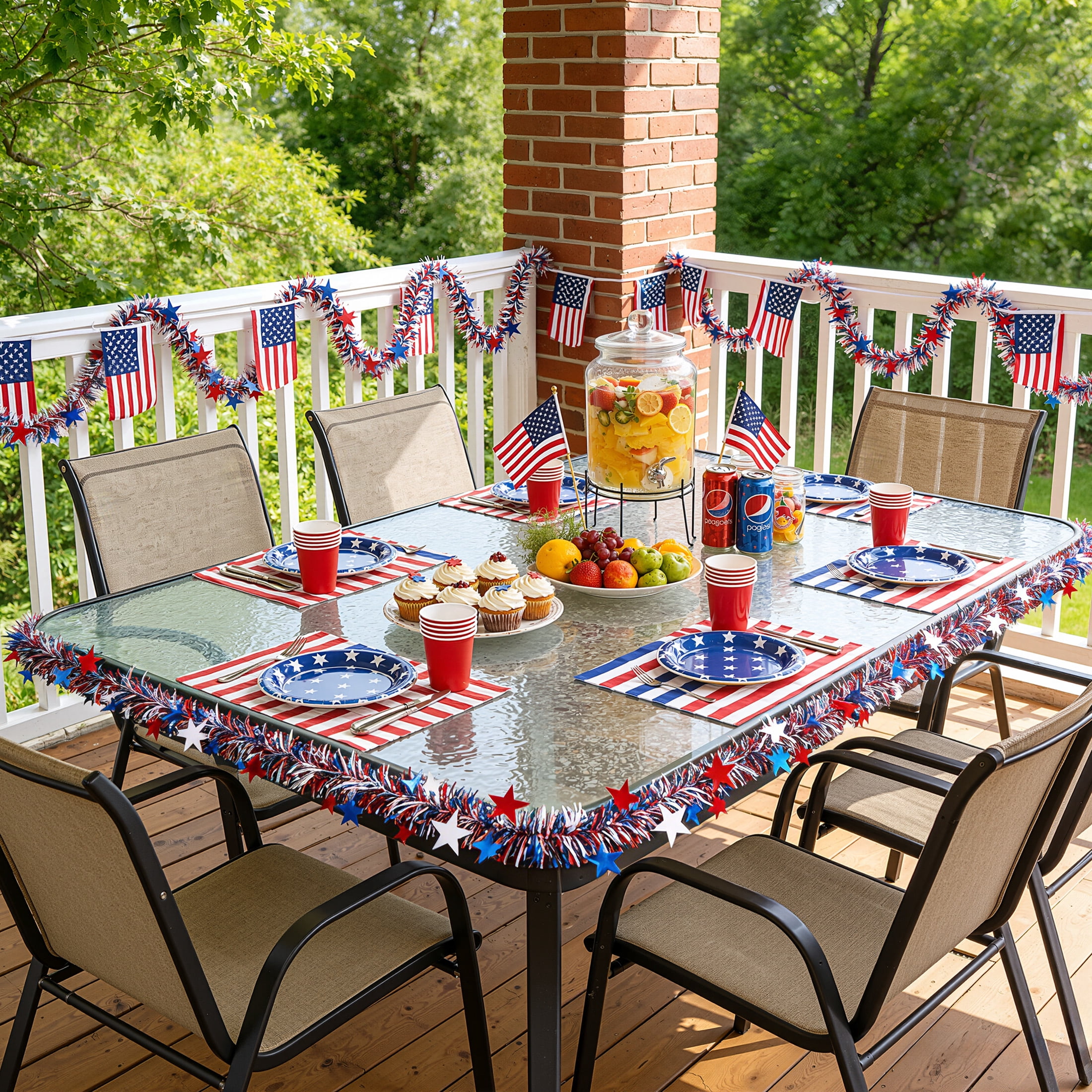 DR.Planzen Patriotic Tinsel Garland for Independence Day Decoration (Red White Blue, 3 Pack 9 ft) uue0t