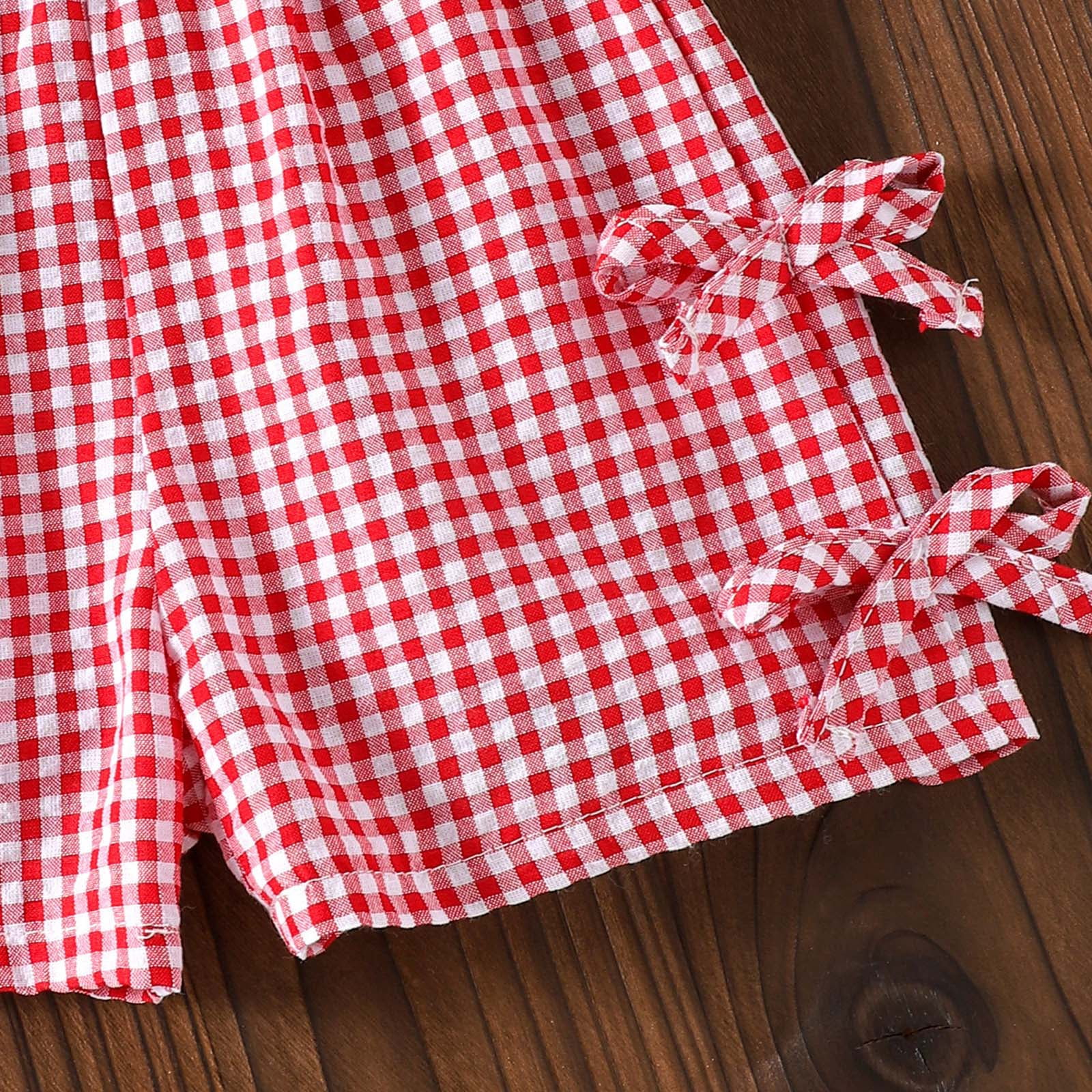 TOWED22 Toddler Girl Summer 2-Piece Set Spaghetti Strap Cami and Floral Shorts (Red, 6-9 M) 6jny6
