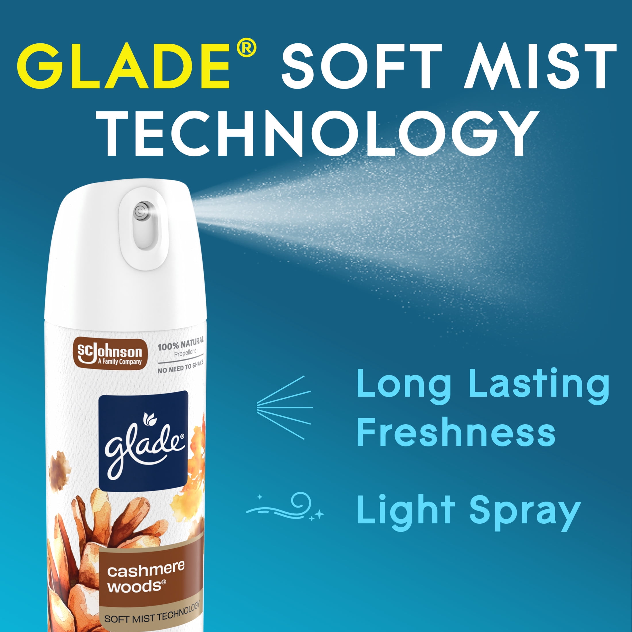 Glade Soft Mist Odor Fighting Air Freshener, Cashmere Woods Scent (7.3 oz) n2880