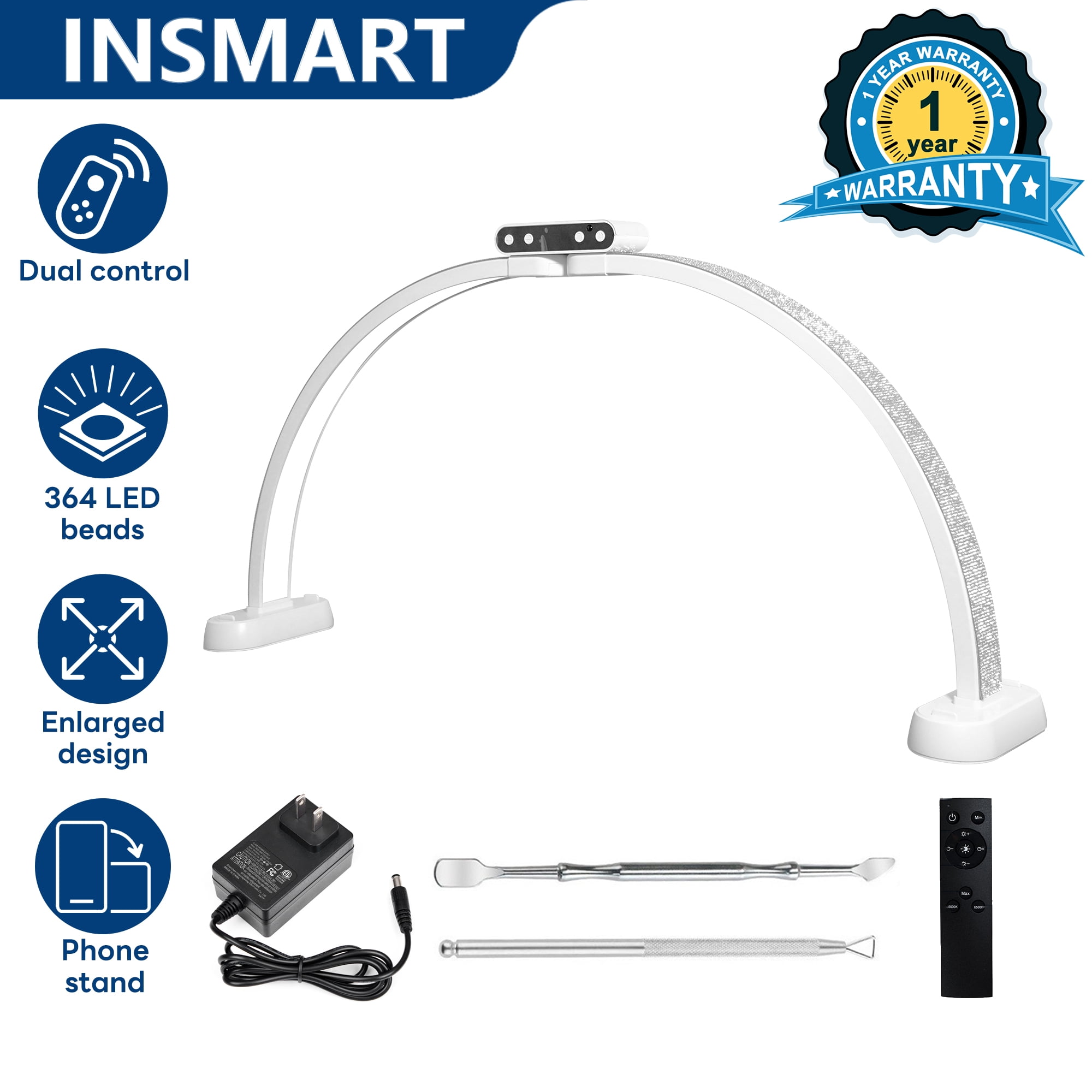 INSMART Half Moon LED Desk Lamp for Nail Art and Eyelash Extensions (White, 1 Pack) 27yyg
