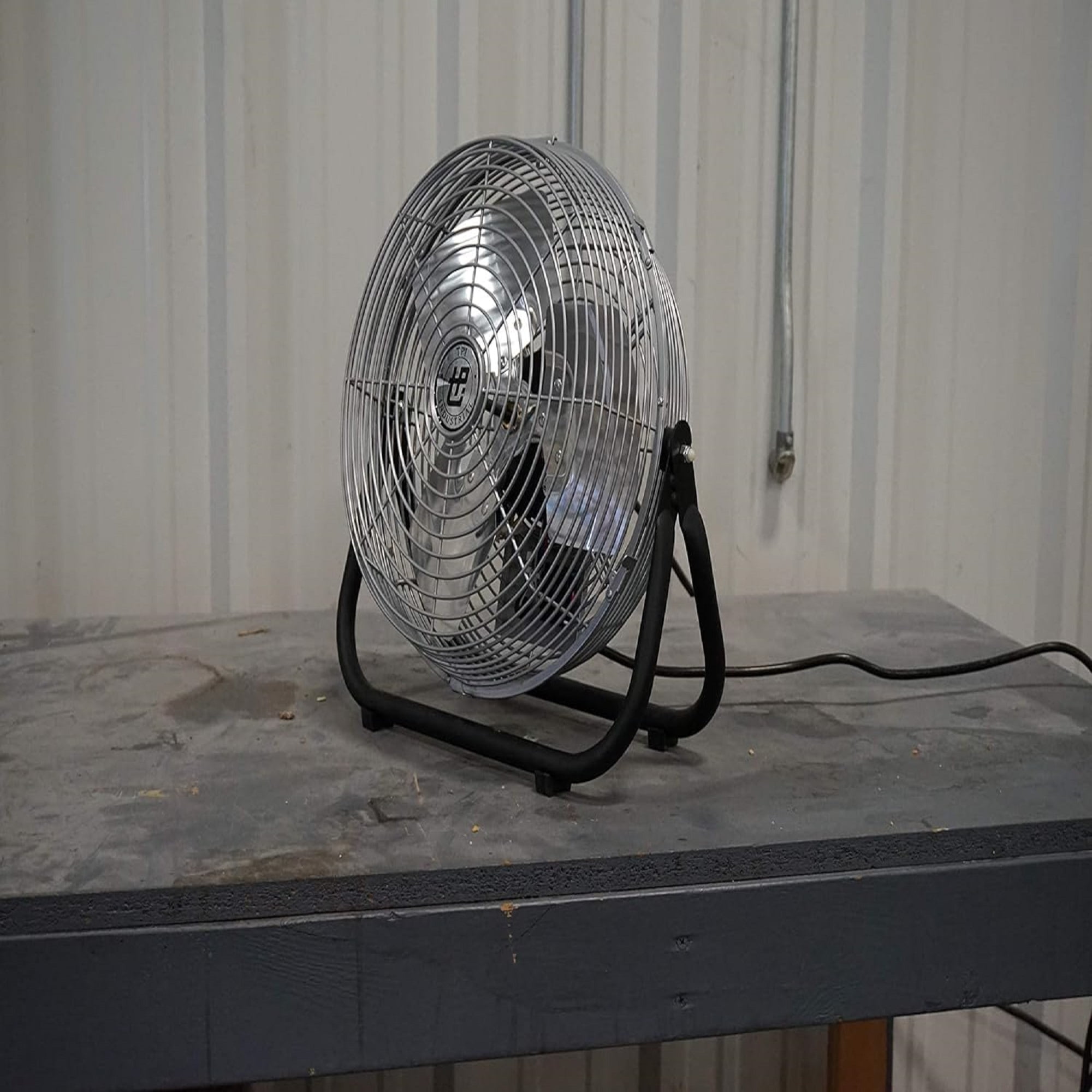 TPI Corporation Industrial Floor Fan, High-Velocity Air Circulator with 3-Speed Control (Silver, 12 in) w1usp