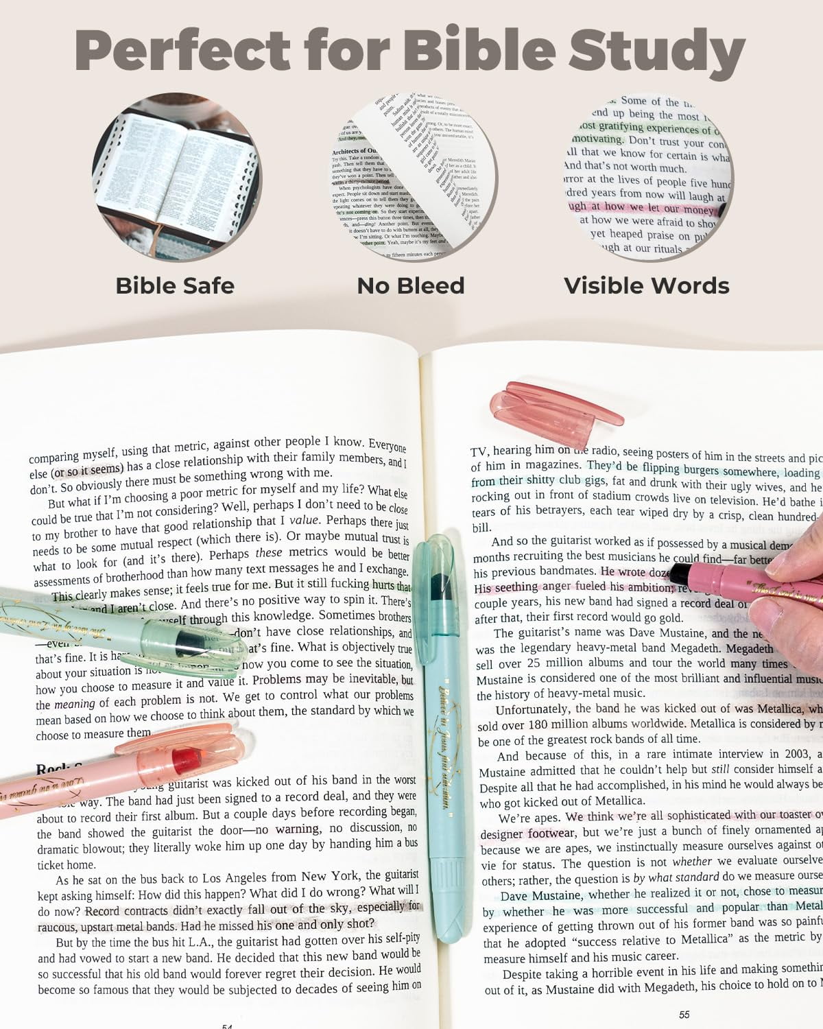 WEMATE Gel Bible Highlighters, No-Bleed Pastel Markers for Journaling and Study (Assorted Colors, 9-Pack) gwirw