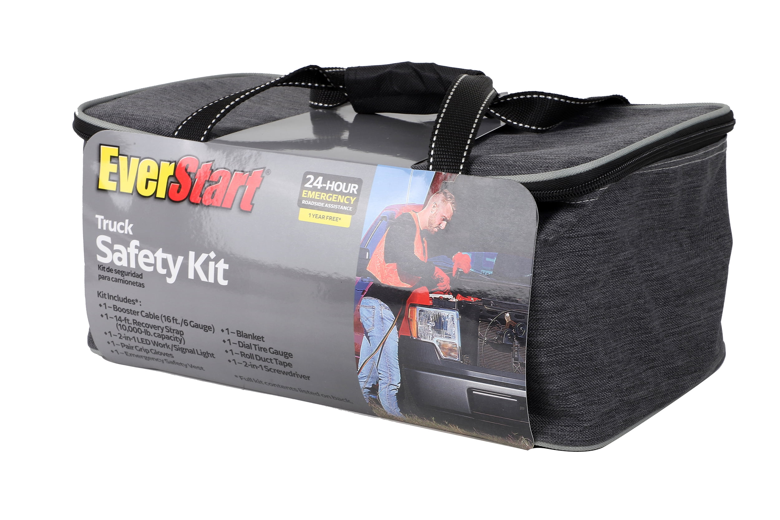 EverStart Emergency Roadside Safety Kit for Trucks and SUVs (Grey, 8 in x 12 in x 5 in) e6p2x