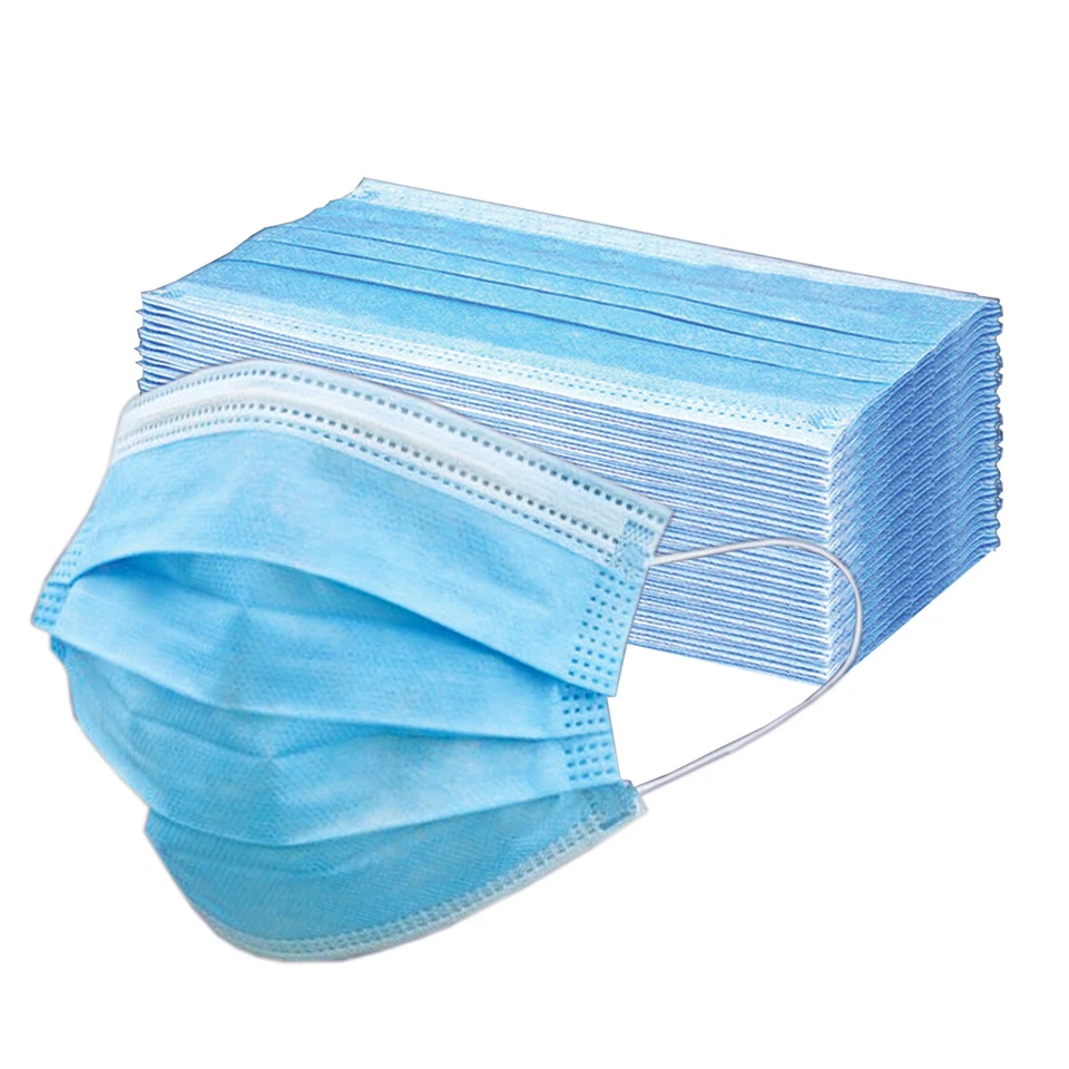 YANI Disposable Face Mask 3-Layer Breathable Mouth and Nose Cover (Blue, 50 Pack) kmc1s