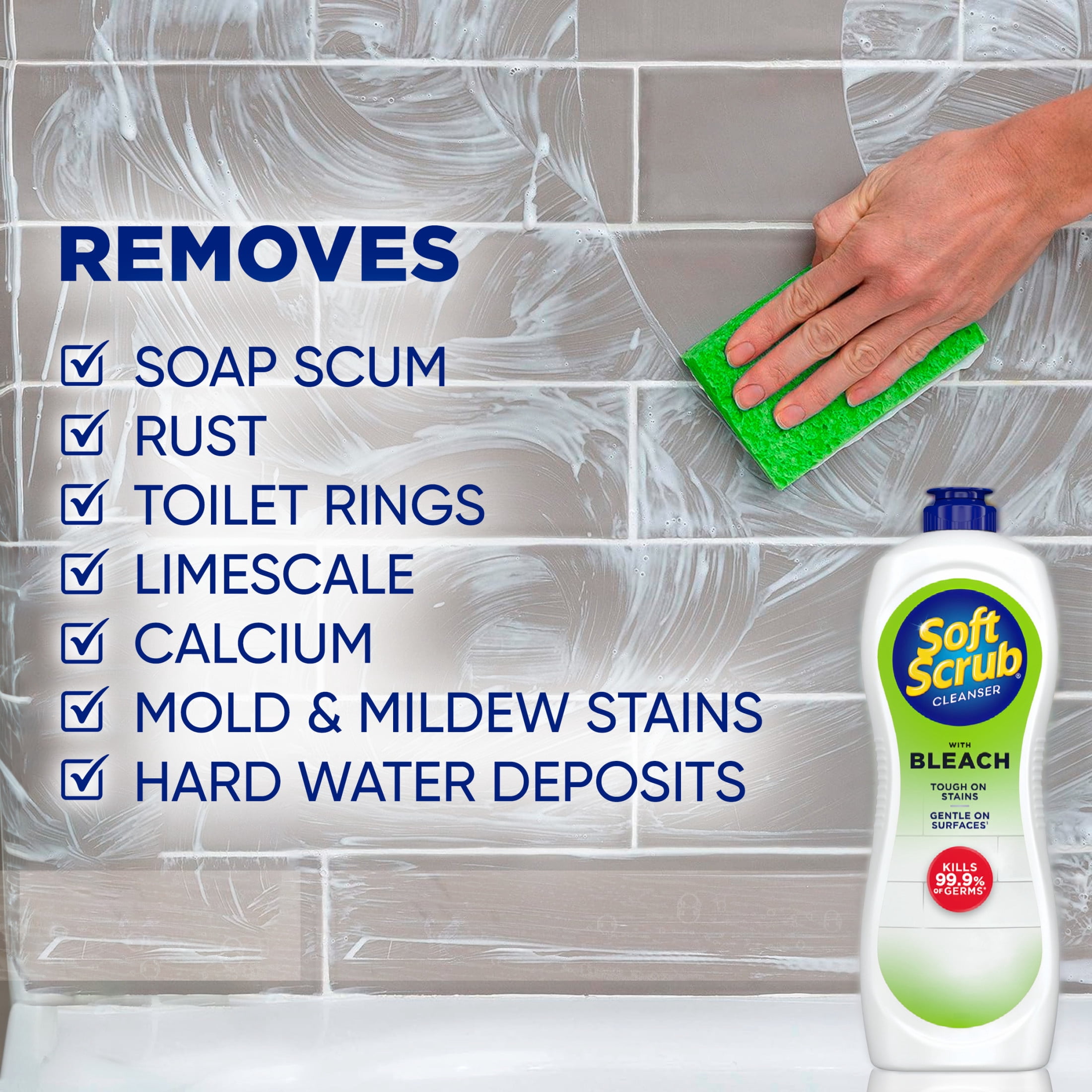 Soft Scrub Cleanser with Bleach, Multi-Surface Bathroom and Kitchen Cleaner (24 oz) wso52
