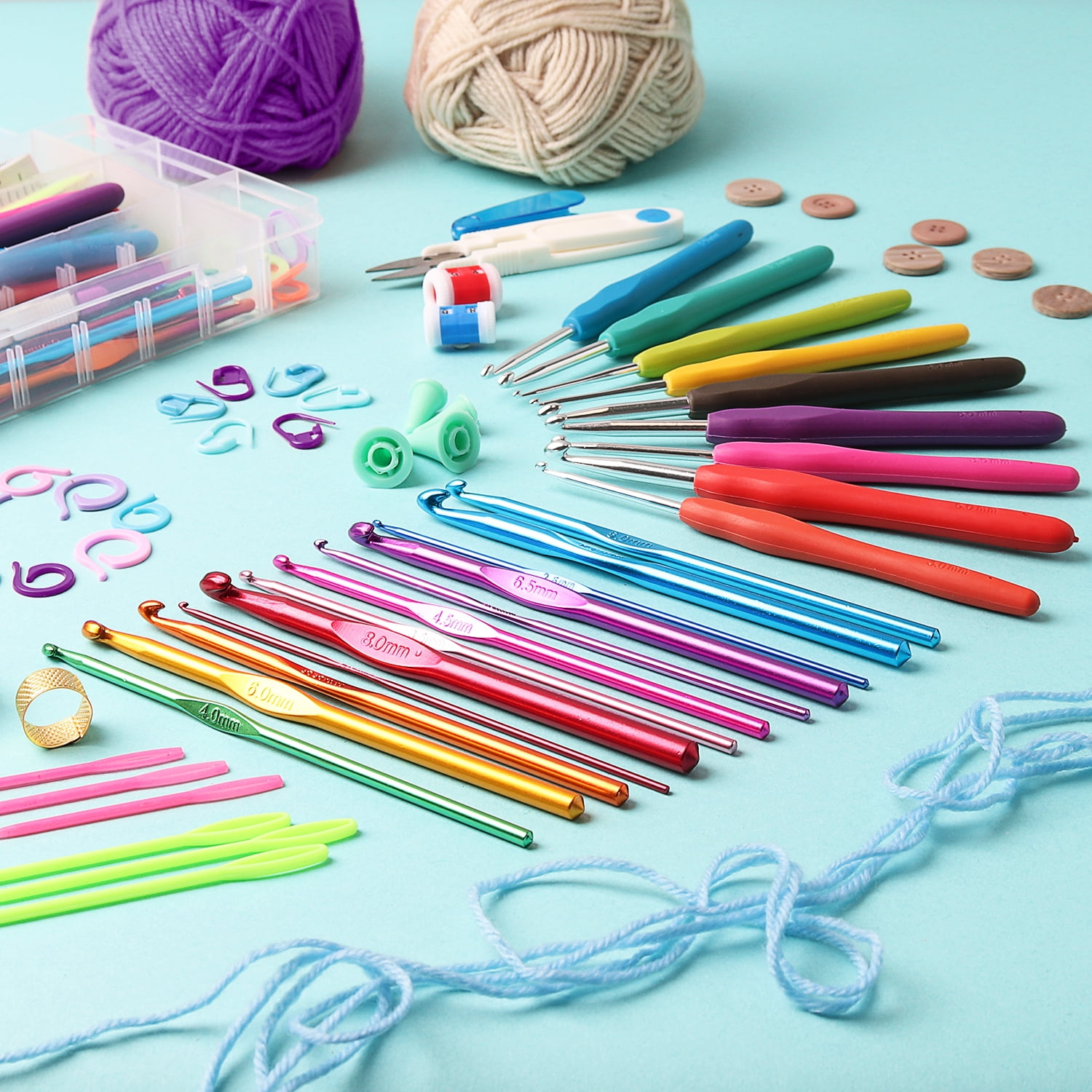 CraftBud Crochet Kit for Beginners, Complete Crafting Set with 1100 Yards Yarn, 9 Hooks, Accessories & Tote Bag (73-Piece) sfqcv