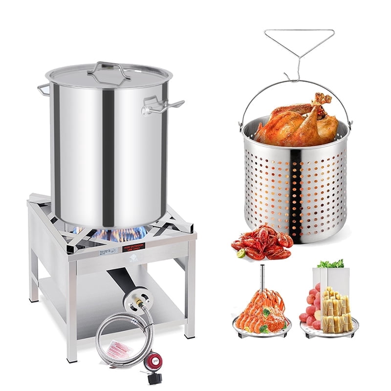 ARC USA 52QT Seafood Boiling Set with 200,000 BTU Propane Burner and Stainless Steel Pot (52 qt) 038un