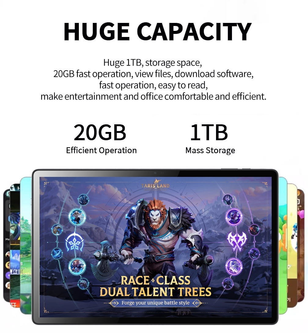 JWEIBK 14.0-Inch Android 14 Tablet, 2-in-1 Laptop with Keyboard, 20GB RAM 1000GB ROM, 5G Wi-Fi High-Performance Computer (Black, 14.0 in) bo3fw