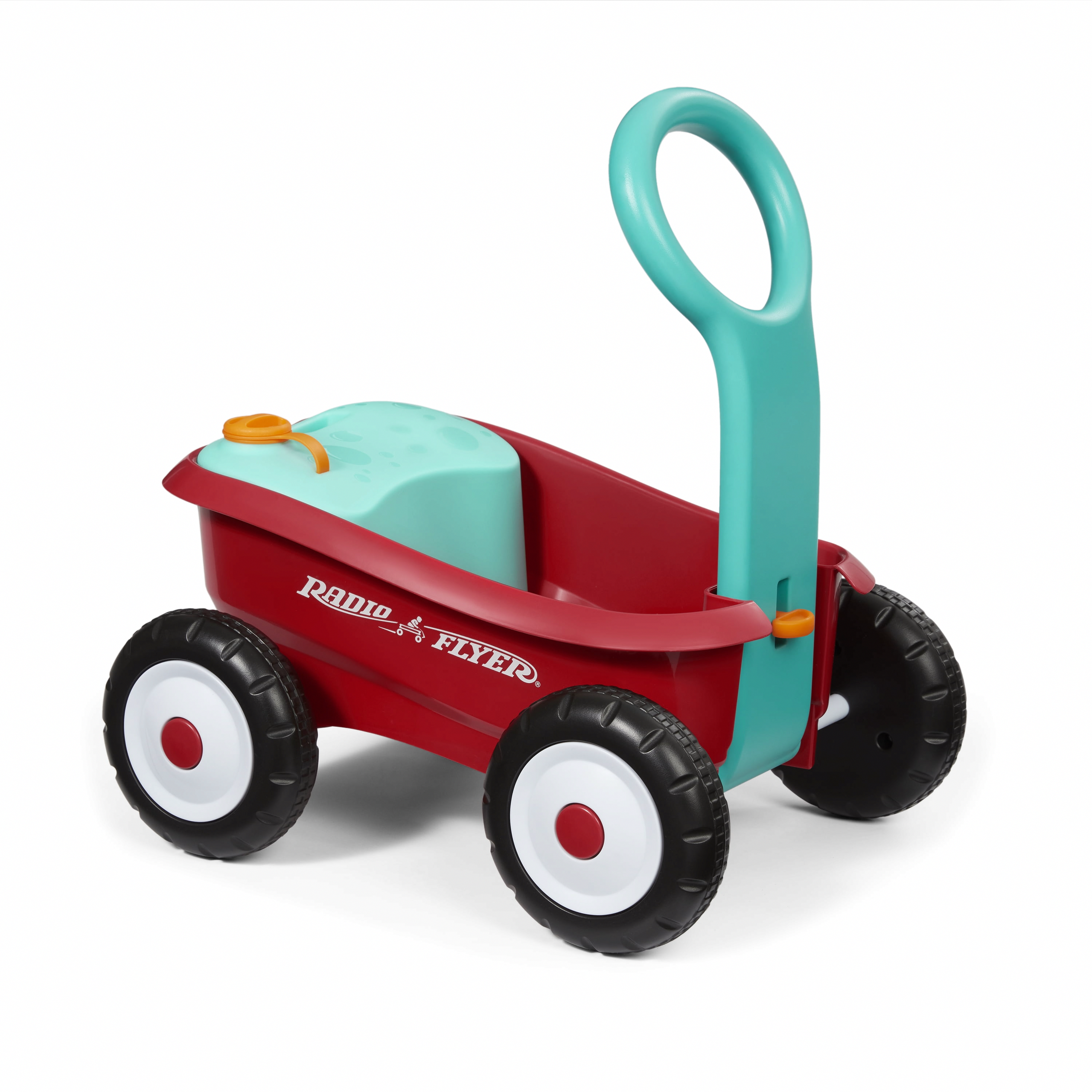 Radio Flyer Push & Pull Bubble Buddy Walker Wagon, Battery-Free Bubble Machine for Toddlers (Red, 4 fl oz) uc820
