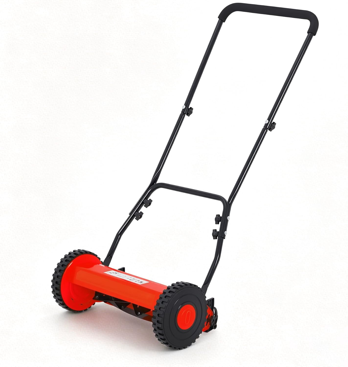 Yartaka 14in Push Reel Lawn Mower, 5-Blade Manual Walk-Behind Mower for Small Yards (Red, 14in) nmy5p