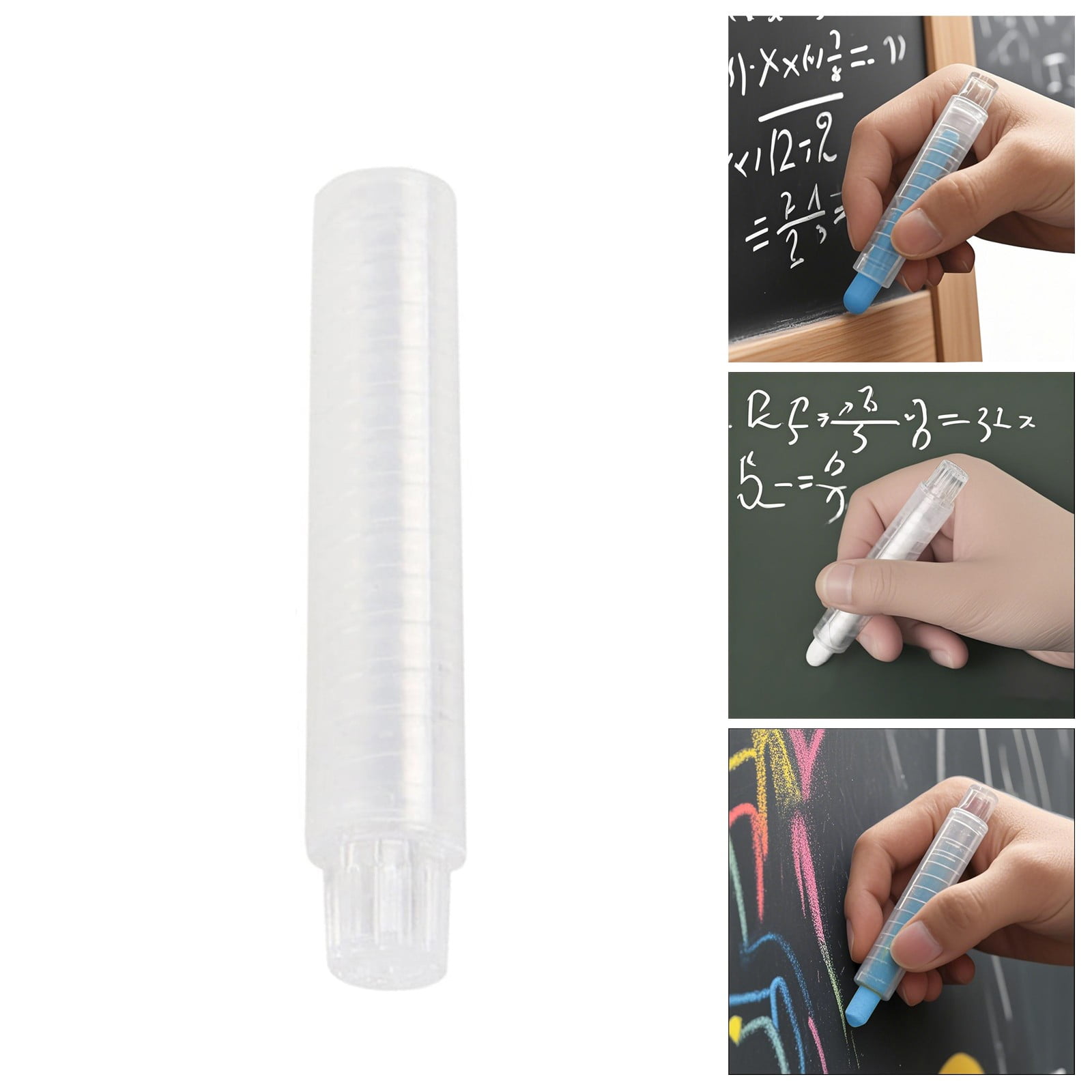 EJSYWBSS Adjustable Chalk Holder, Plastic Chalk Clip for Sidewalk and Workshop Marking (Clear, 3.54 x 0.59 in) 1xep1