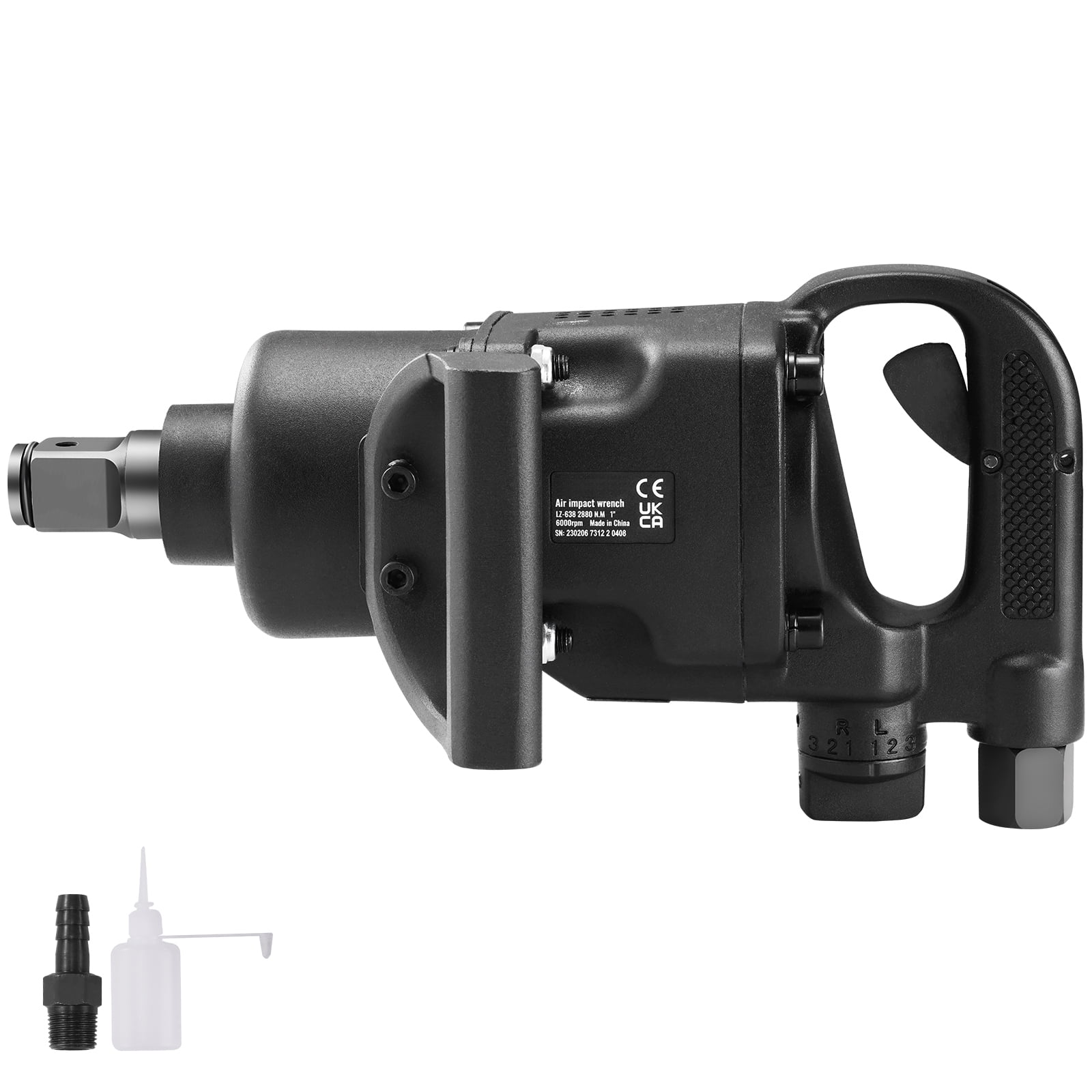 VEVOR 1 Inch Air Impact Wrench, Heavy-Duty Pneumatic Impact Gun with 2730 ft-lbs Torque (Black, 17 lb) 3c5yh