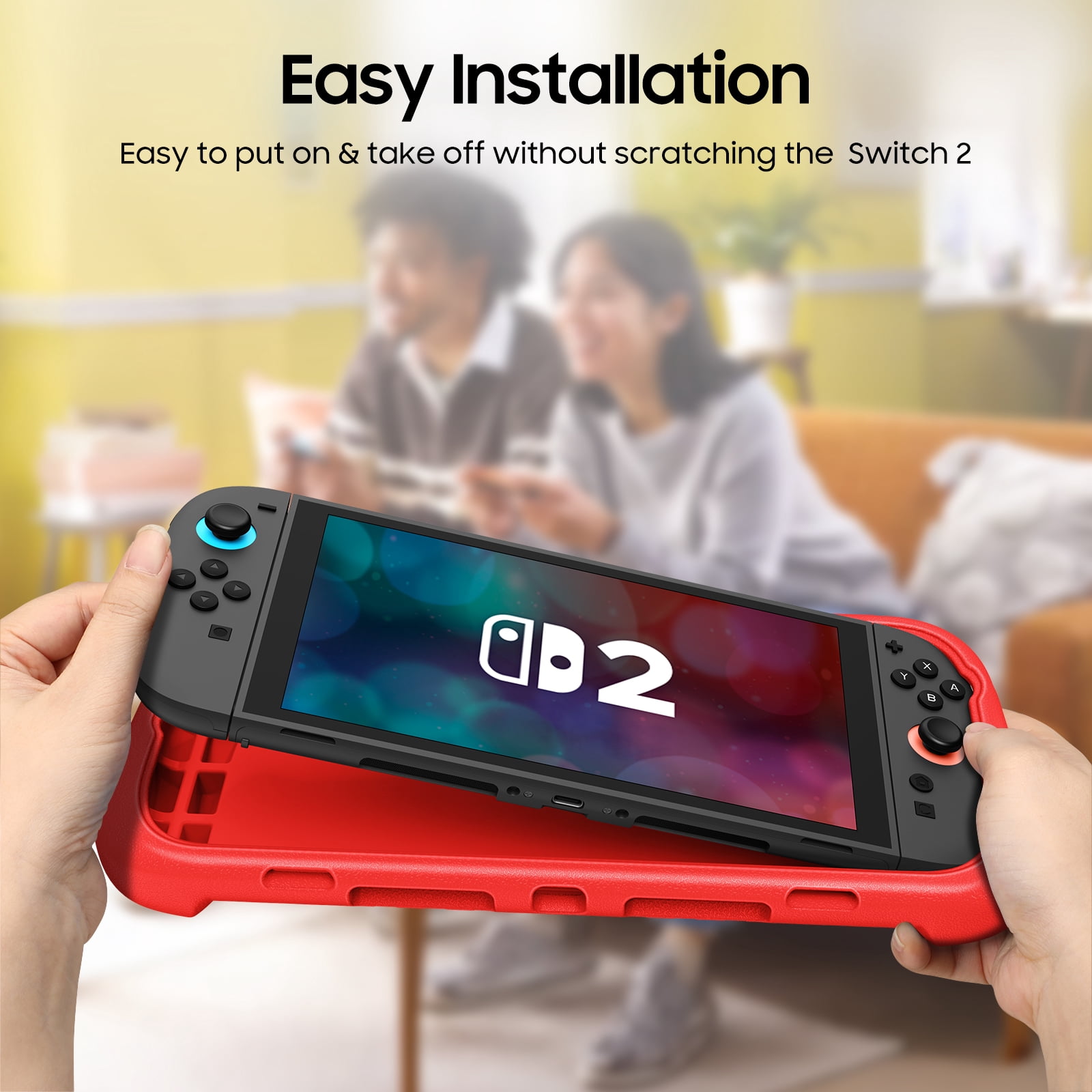 Fintie Protective Case for Nintendo Switch 2 (2025), Shockproof Ergonomic Grip Cover with Game Card Slots (Red) njcr7