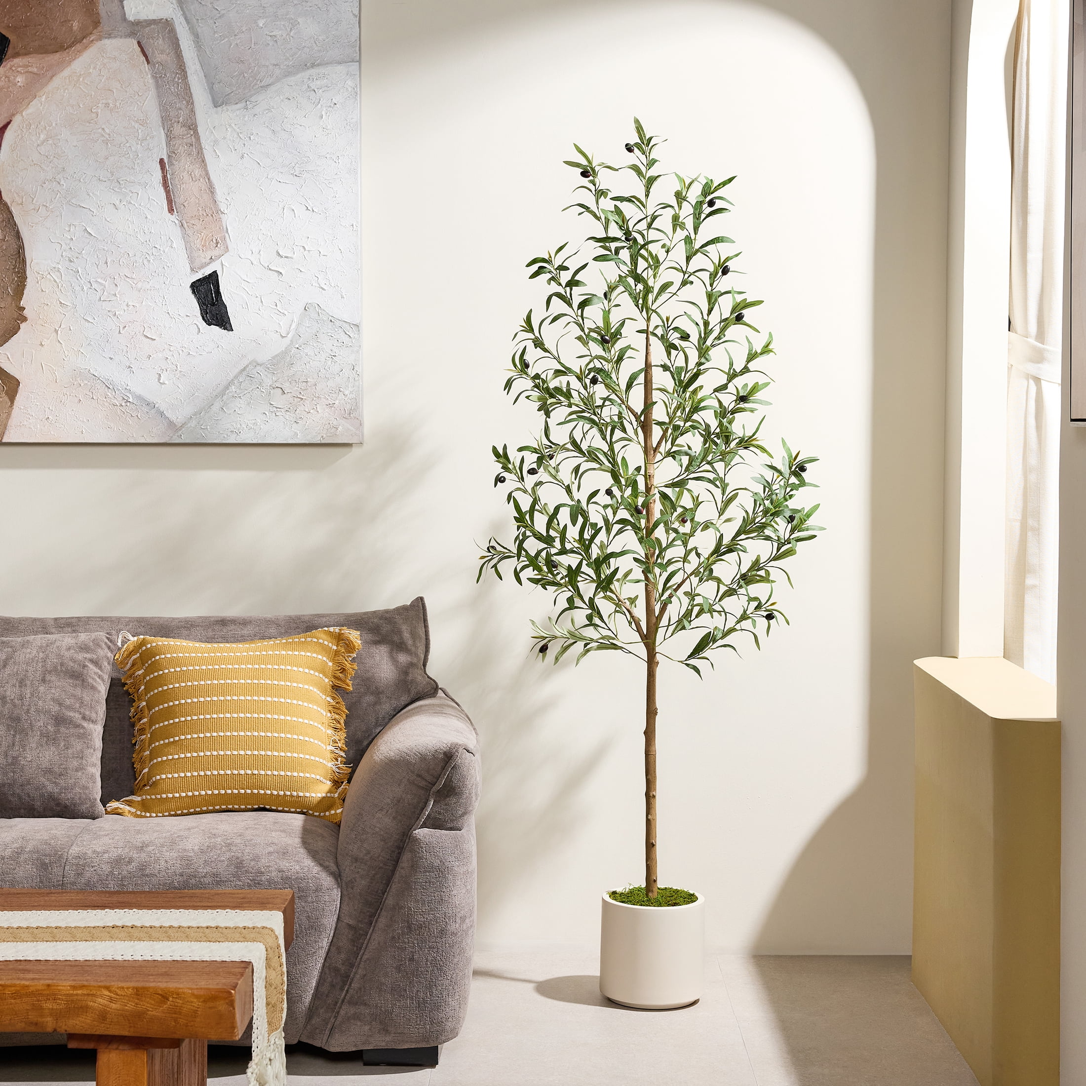 DR.Planzen Artificial Olive Tree with Realistic Fruits and Planter (Green, 6 ft) 2nhck