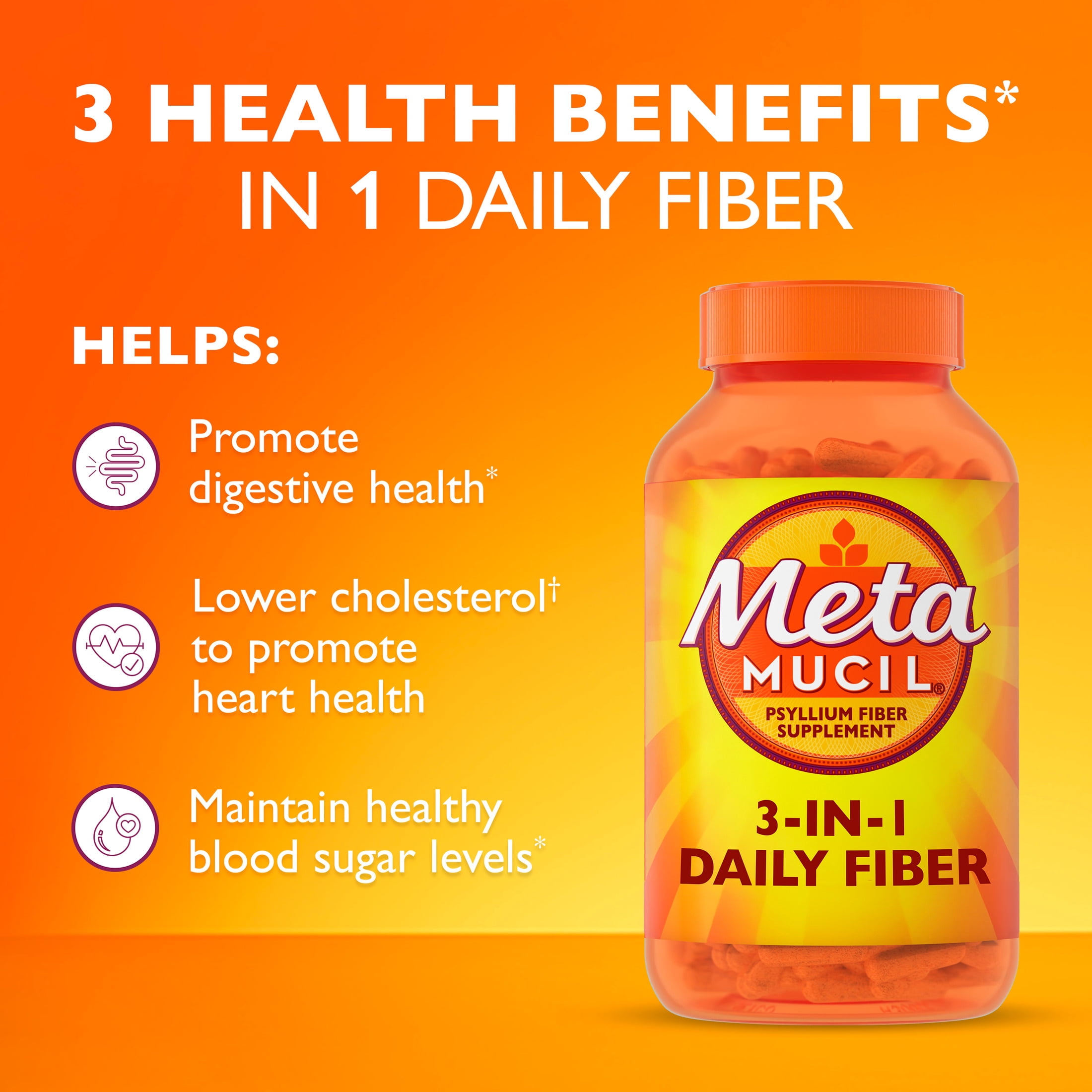 Metamucil Psyllium Husk Daily Fiber Supplement (300 Capsules) ezyrt