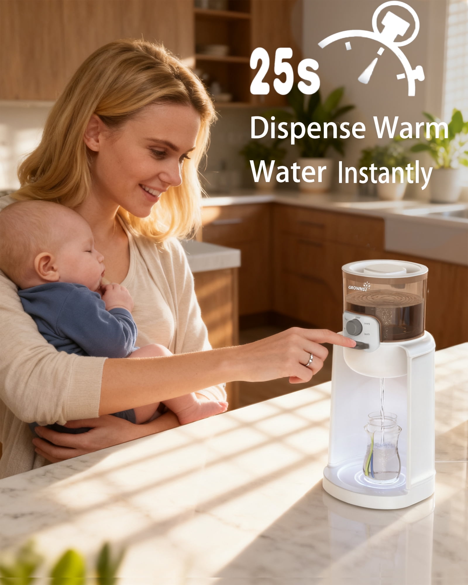 GROWNSY Instant Baby Formula Water Warmer and Dispenser (4 Temperature Settings, Night Light) fap4z