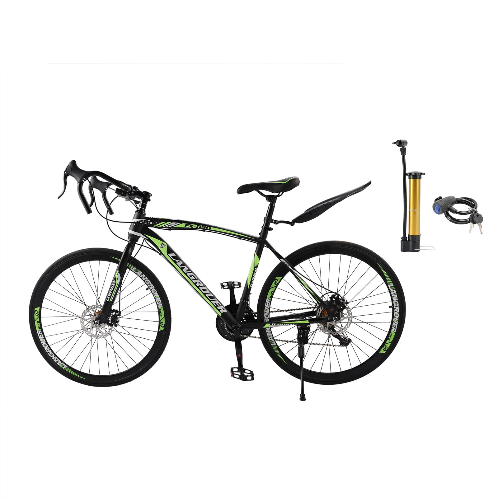 Mad Hornets 27-Speed Road Racing Bicycle, Lightweight Performance Bike (Black and Green, 26 in) h1aoh