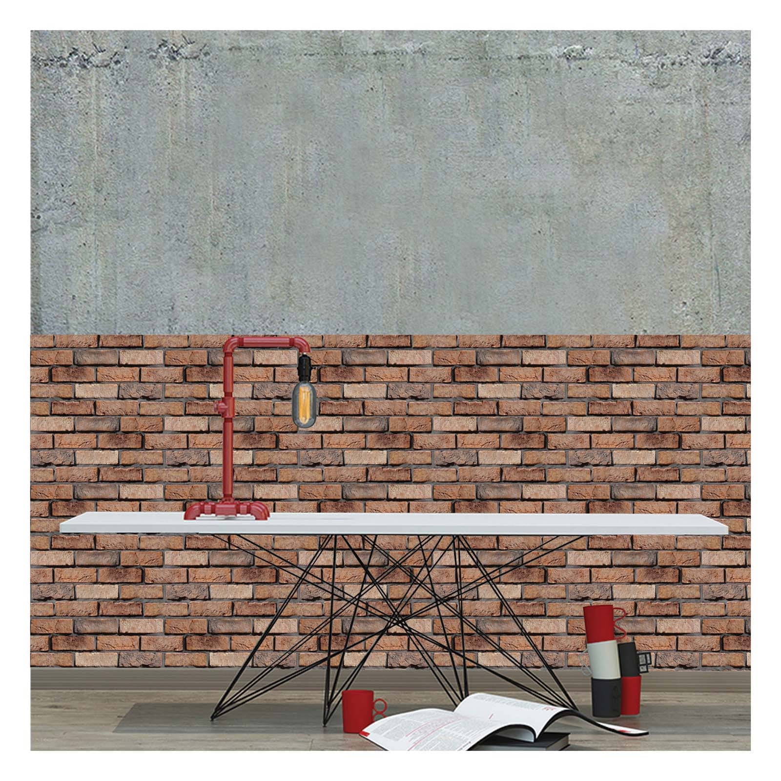 Twfbrm 3D Peel and Stick Wall Panels, Faux Brick Backsplash Tiles for Kitchen and Bathroom (10 Pack, 11.8 in x 11.8 in) bwvyw