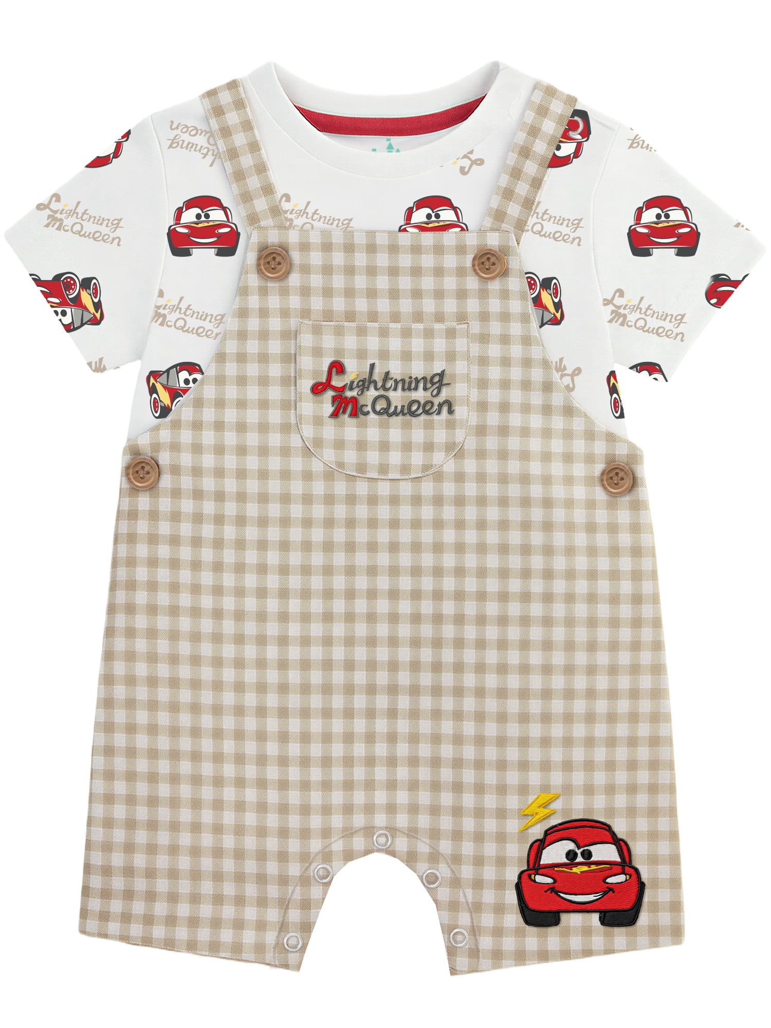 Disney Pixar Cars Baby Boy Shortall Set (Red, 0-24 Months) p8y4y