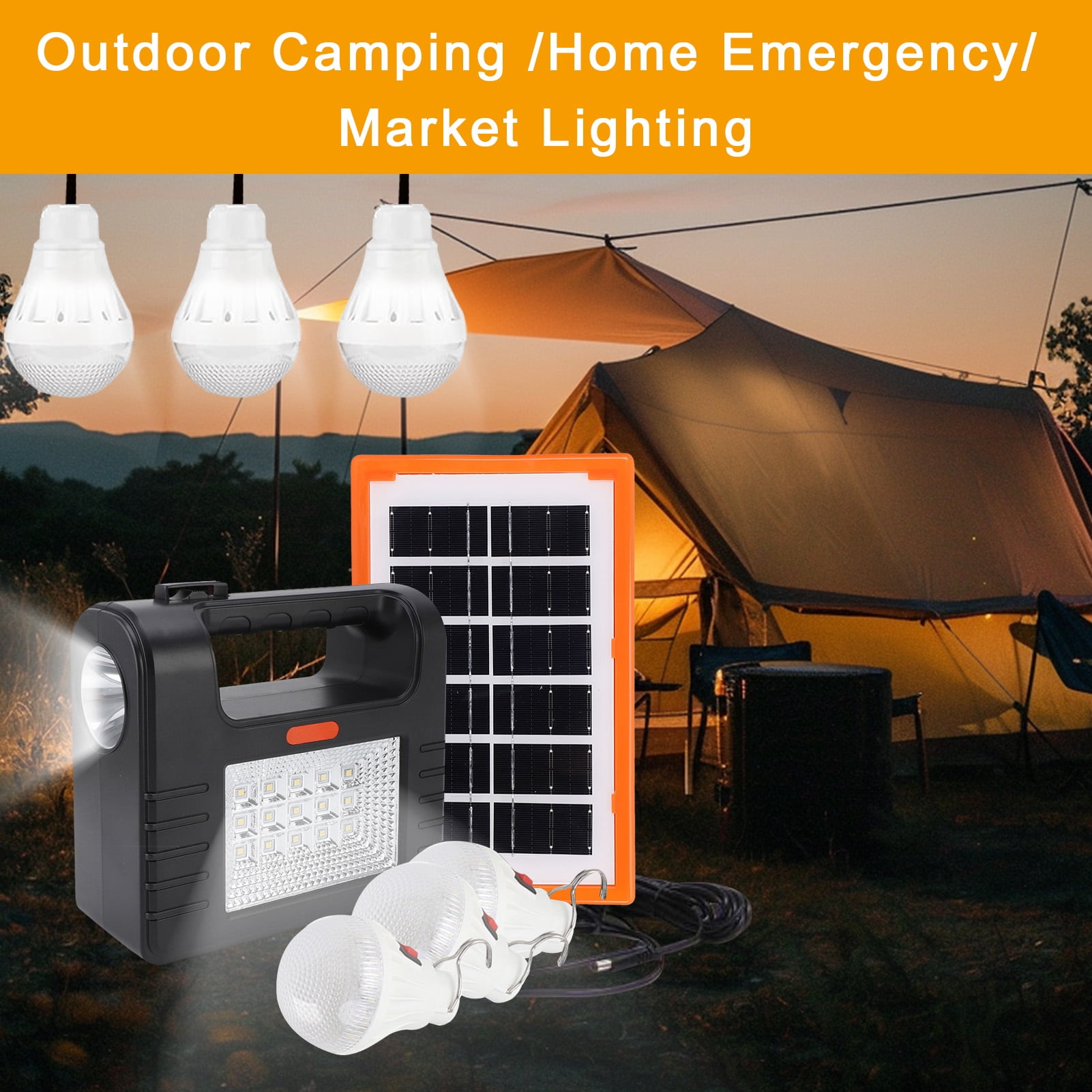 Sunfenle Portable Solar Power Station with 3 LED Bulbs and Solar Panel (12000mAh, 66Wh) tcc5w